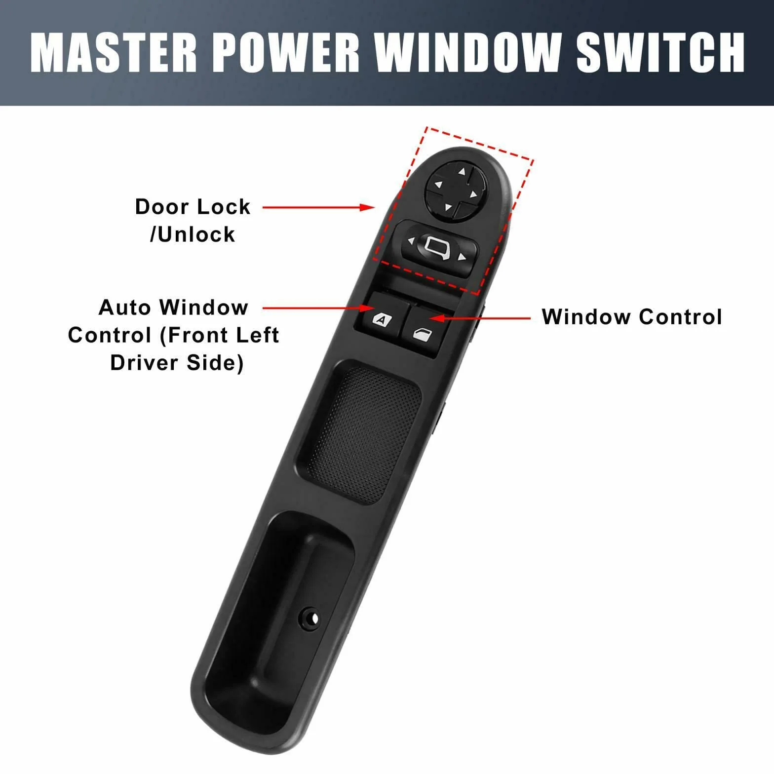 Geloo 6554.QC Alzacristallo Anteriore Sinistro Drive Interruttore Finestre Elettriche Alzacristalli Power Master per Peugeot 207 2007-2014 per Citro enC3 per Picasso
