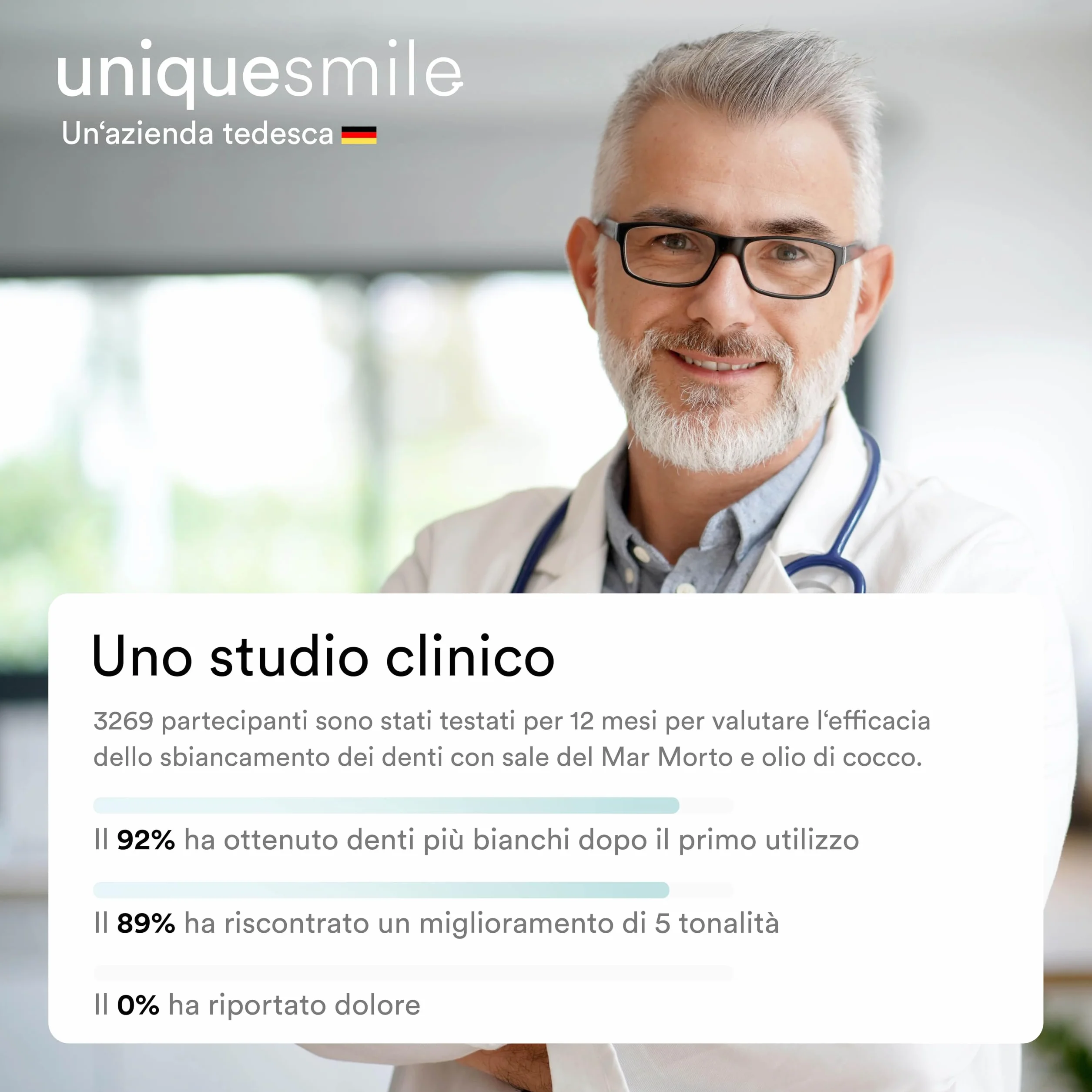 Uniquesmile Strisce sbiancanti denti senza perossido formula innovativa ingredienti naturali set 40 pezzi