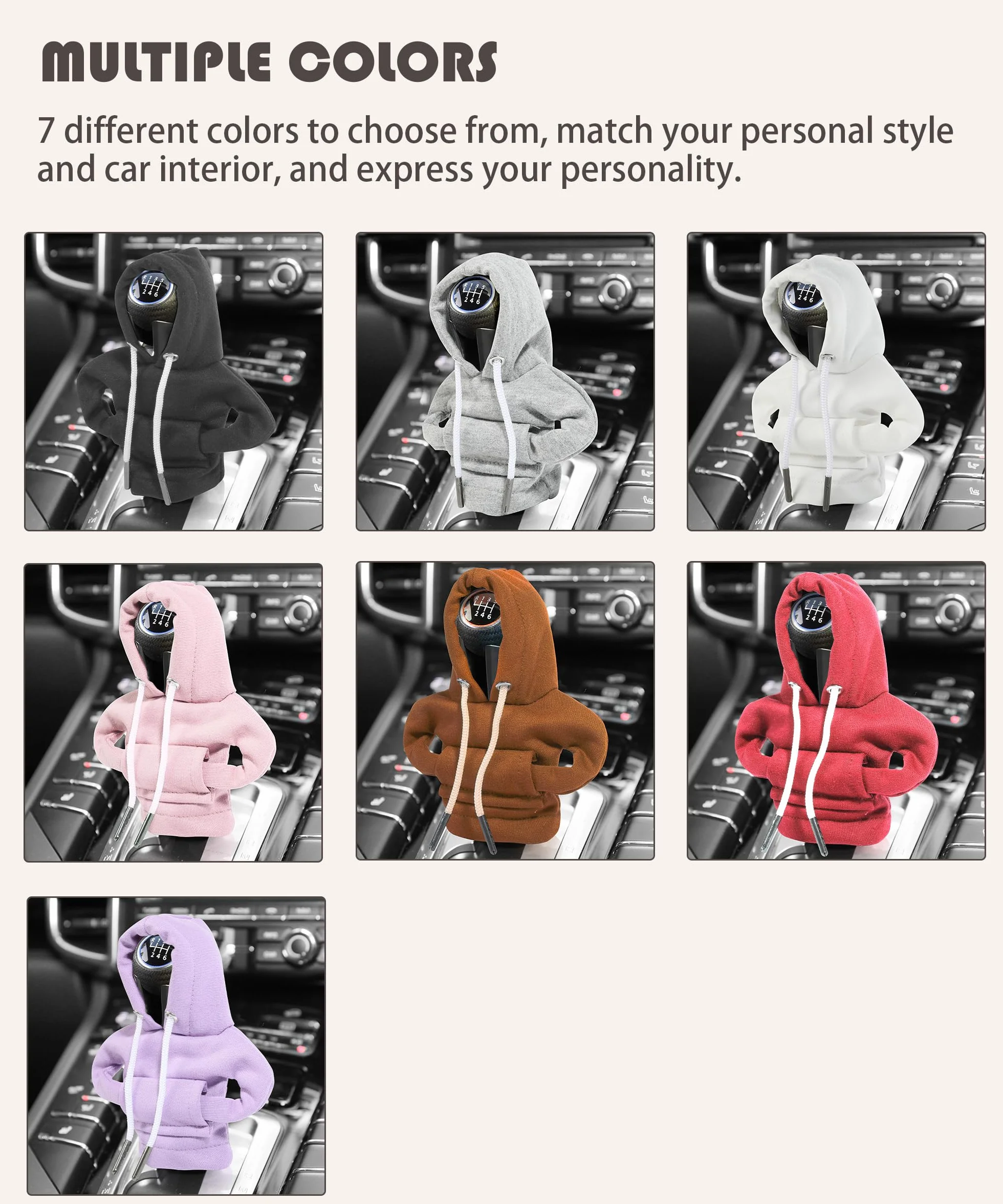 Flaconi Copri Pomello Cambio Auto,Decorazione Interna Divertente,Felpa Con Cappuccio Pomello del Cambio,Accessori per Interni Autos,Adatto alla Maggior Parte delle Auto,Camion,SUV,Camper(Nero)
