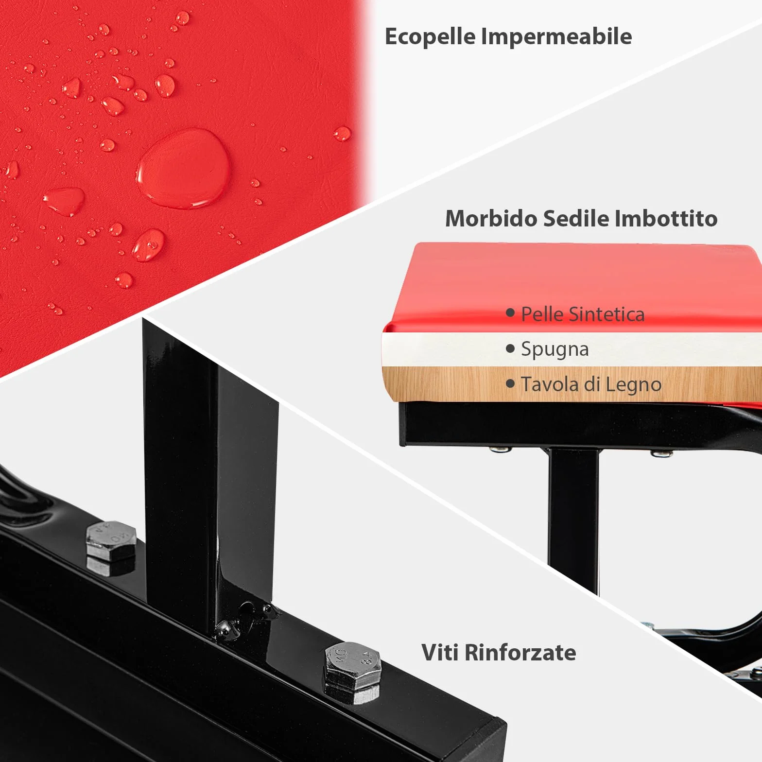 COSTWAY Sgabello da Officina con Ruote, Sgabello da Meccanico con Sedile Imbottito e Vassoio Porta Attrezzi, capacità di Carico 150 kg