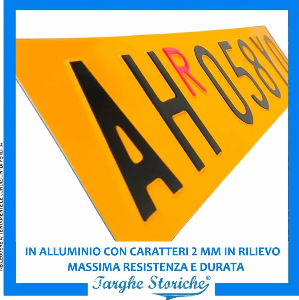 Targhe Storiche Targa Ripetitrice Personalizzabile con Caratteri in Rilievo Battuti, Gialla Catarifrangente Alluminio 2026