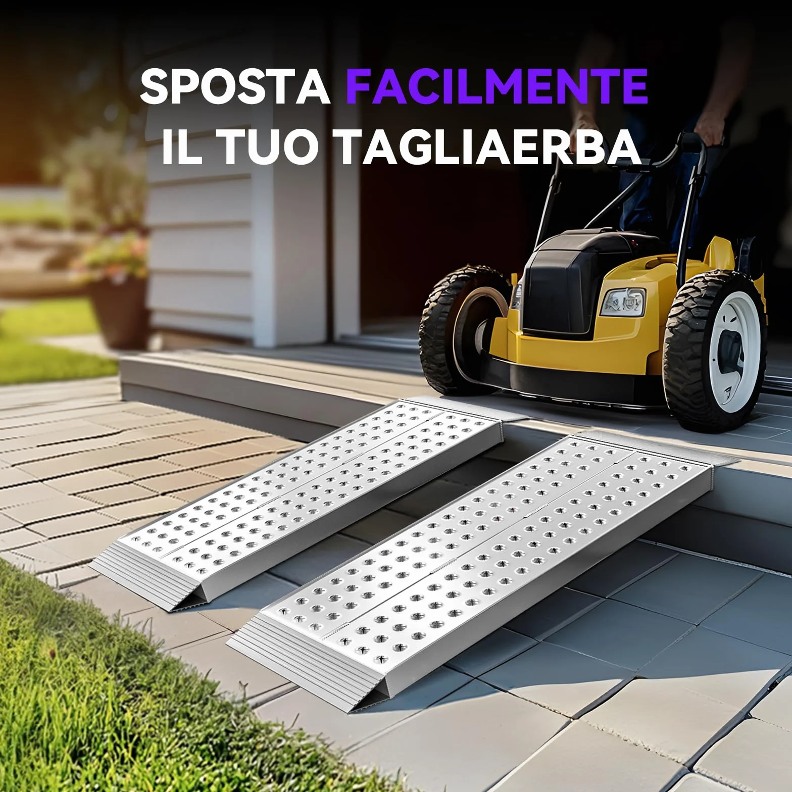 FACHNUO Rampa di carico stabile in alluminio, 100 x 30 cm, capacità di carico 680 kg, antiscivolo per capannone/tosaerba, per spazzaneve e moto, crossbike e ATV, set da 2, colore: Argento