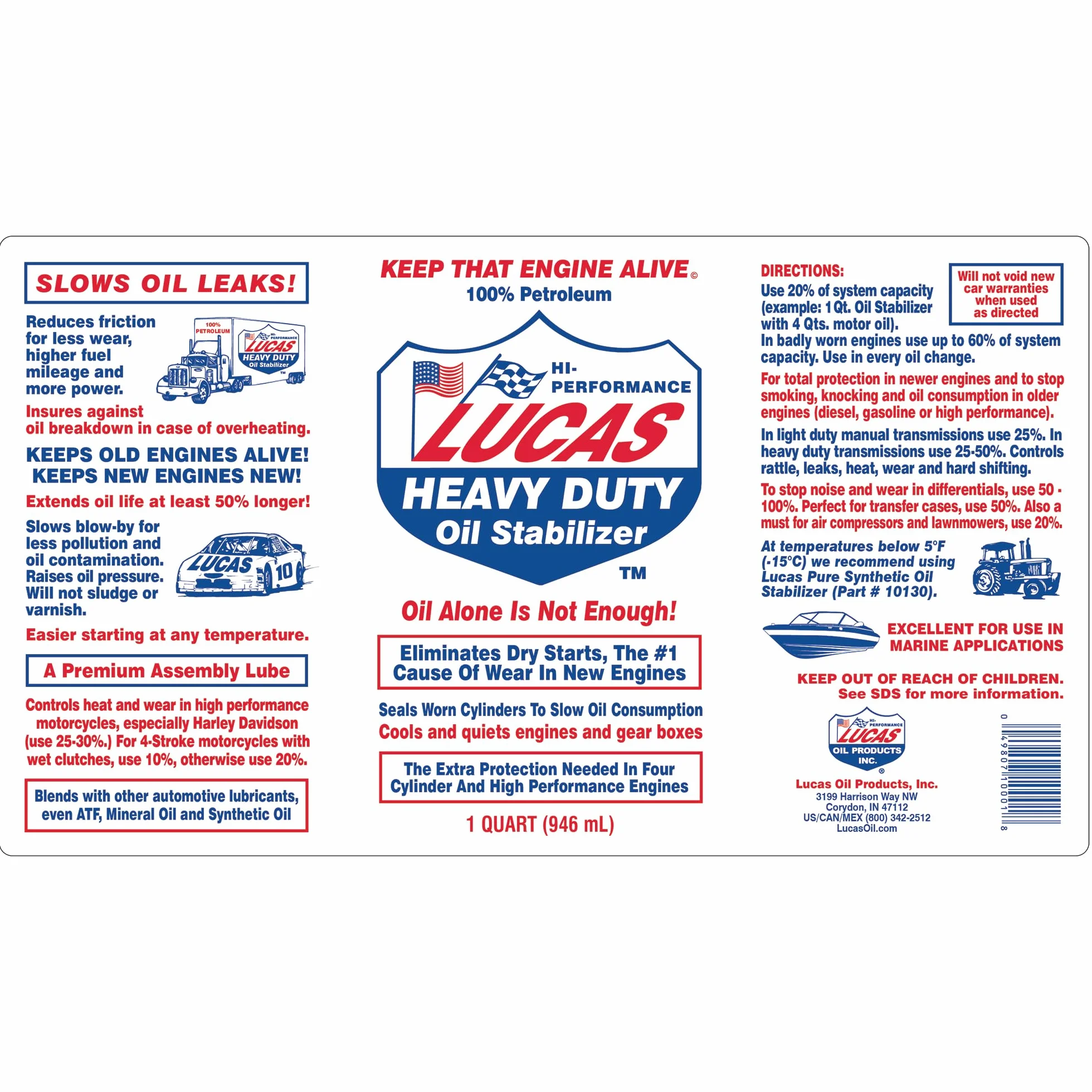Lucas Oil 10001 Stabilizzatore dell'Olio per Impieghi Gravosi 946ml