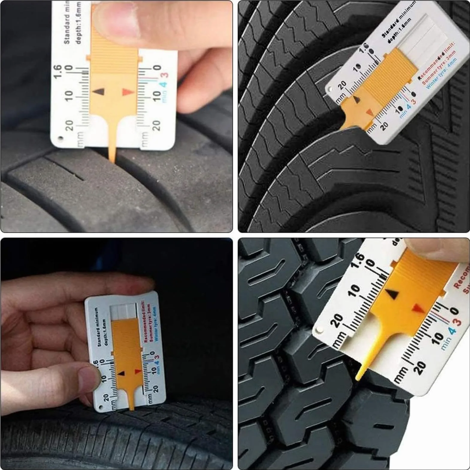 Misuratore di profondità degli pneumatici 0-20 mm, strumento di misurazione del battistrada portatile per moto