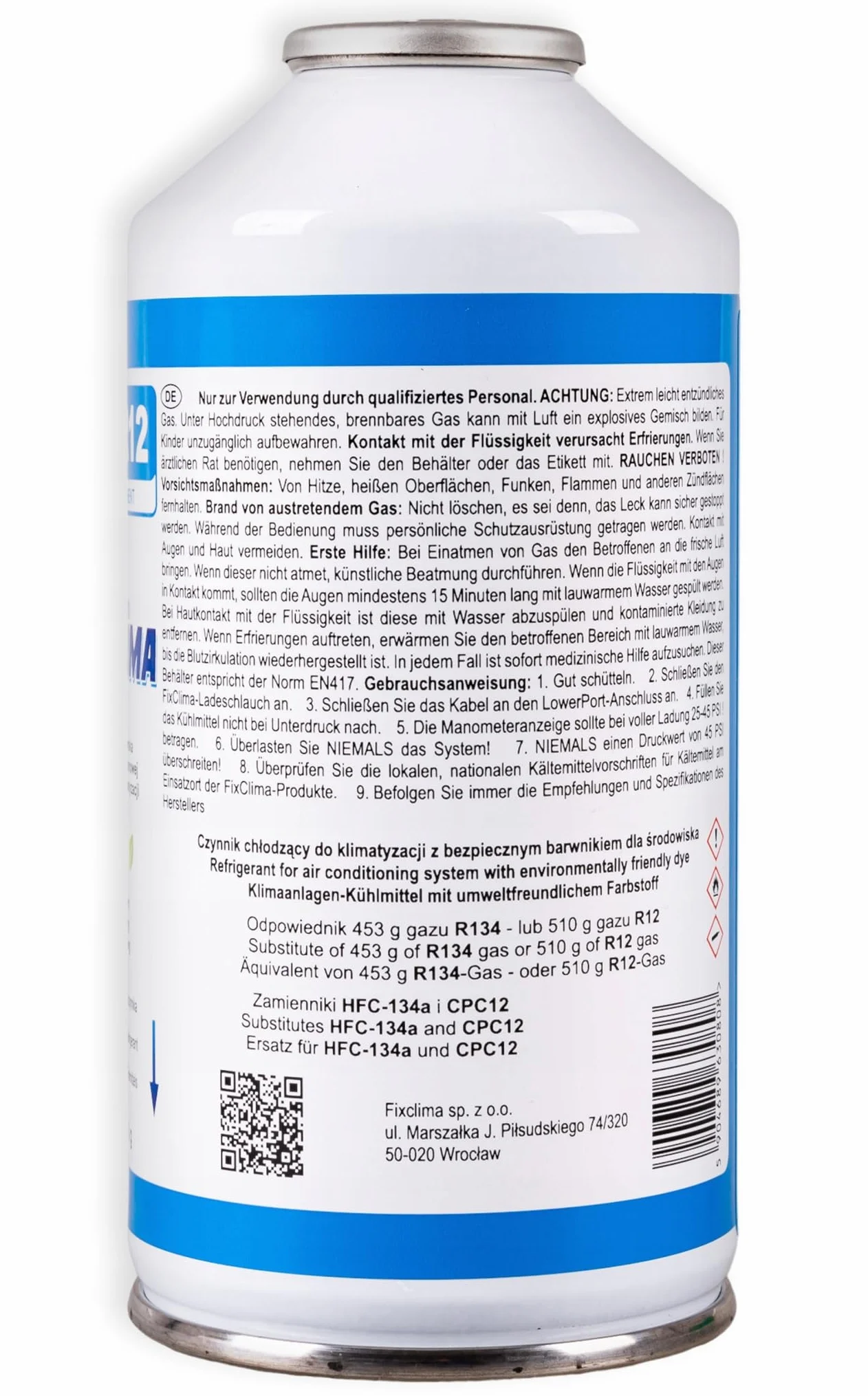 FixClima Kit di Ricarica Climatizzatore Auto R134a R12 2x Gas Refrigerante 170g Tubo Manometro Olio Sigillante Manutenzione