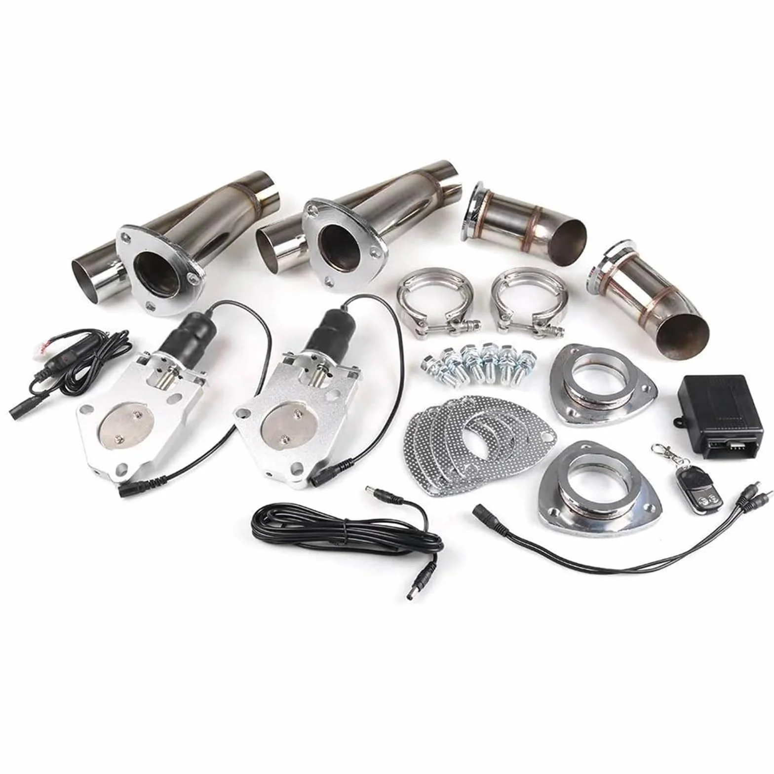 Valvola di Controllo dello Scarico Doppio da 3'' Pollici E 76 Mm con Telecomando Valvola di Scarico Elettrica Auto Kit di Ritaglio Tubo A Y Terminale di Scarico per Auto
