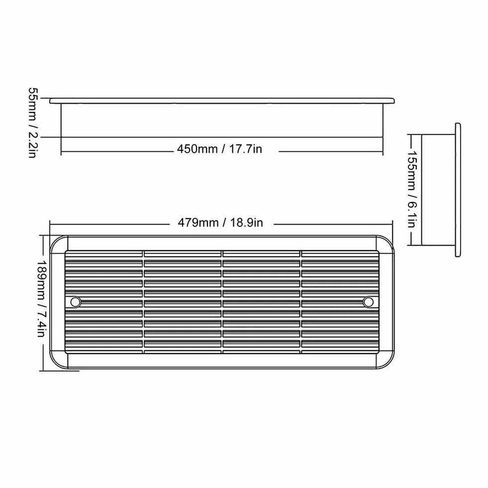 Ventilatore per frigorifero 3 ventole silenziose ABS CC 6 W 479x189 mm bianco