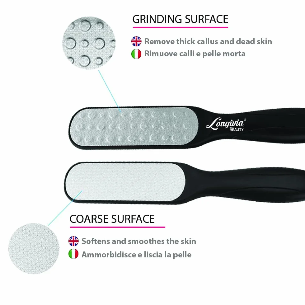 Raspa Piedi Professionale Doppia Superficie Lima Acciaio Inox Rimozione Calli Duroni Pelle Morta Pedicure