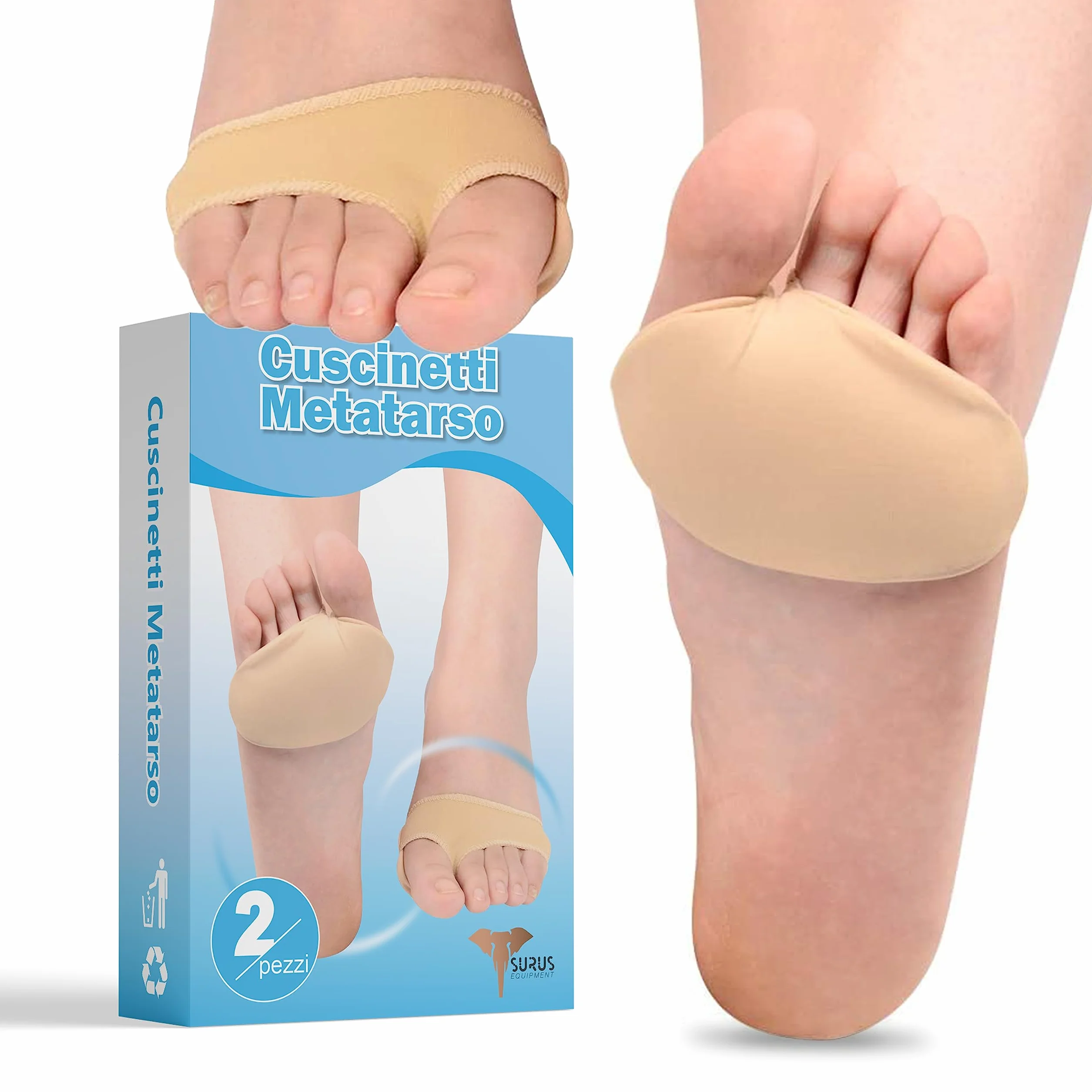 Cuscinetti Metatarsali Piedi in Lycra e Gel Traspirante, Taglia S EU 35-40, Alleviano Dolore Avampiede