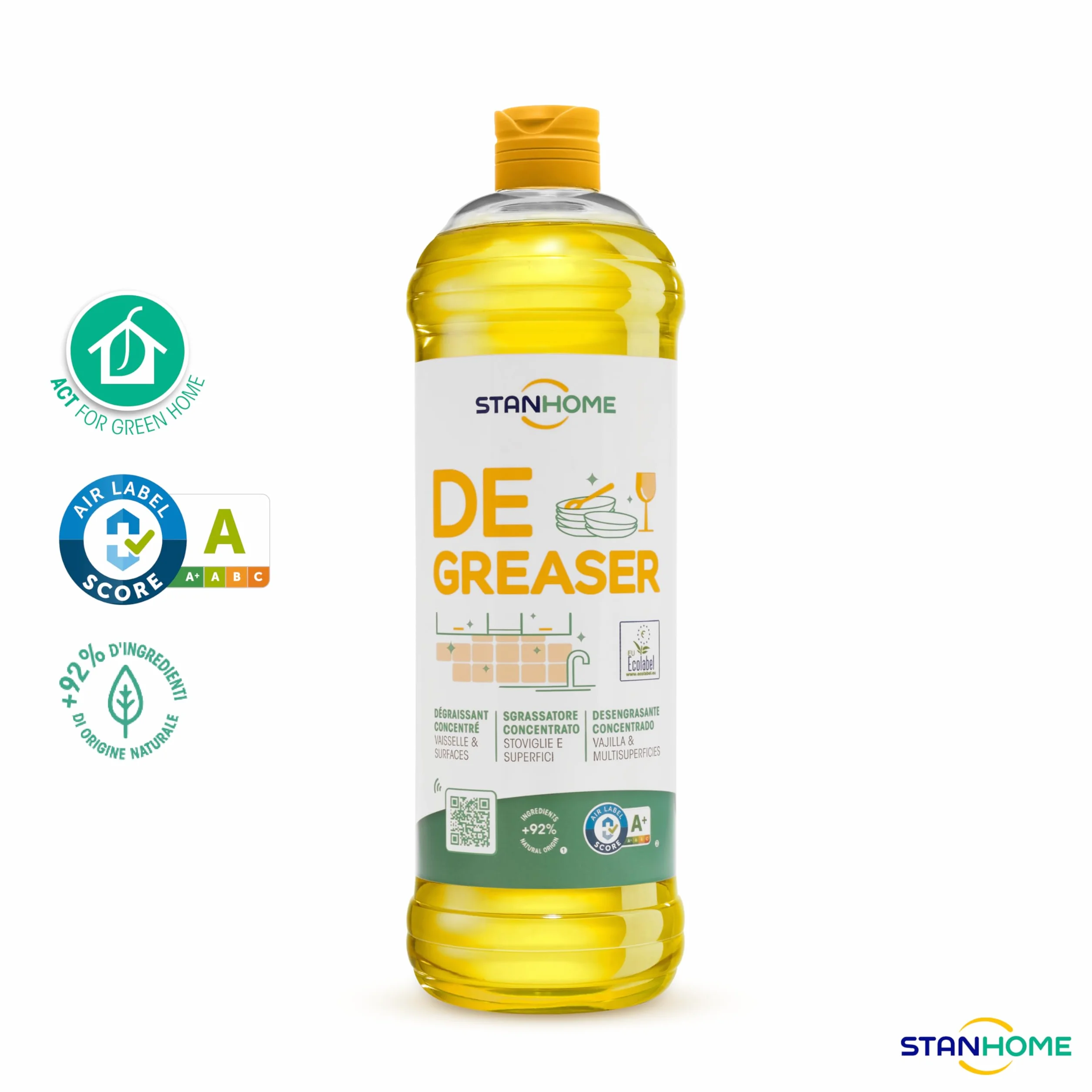 STANHOME Sgrassatore Concentrato per Stoviglie e Superfici Lavabili 1000 ml