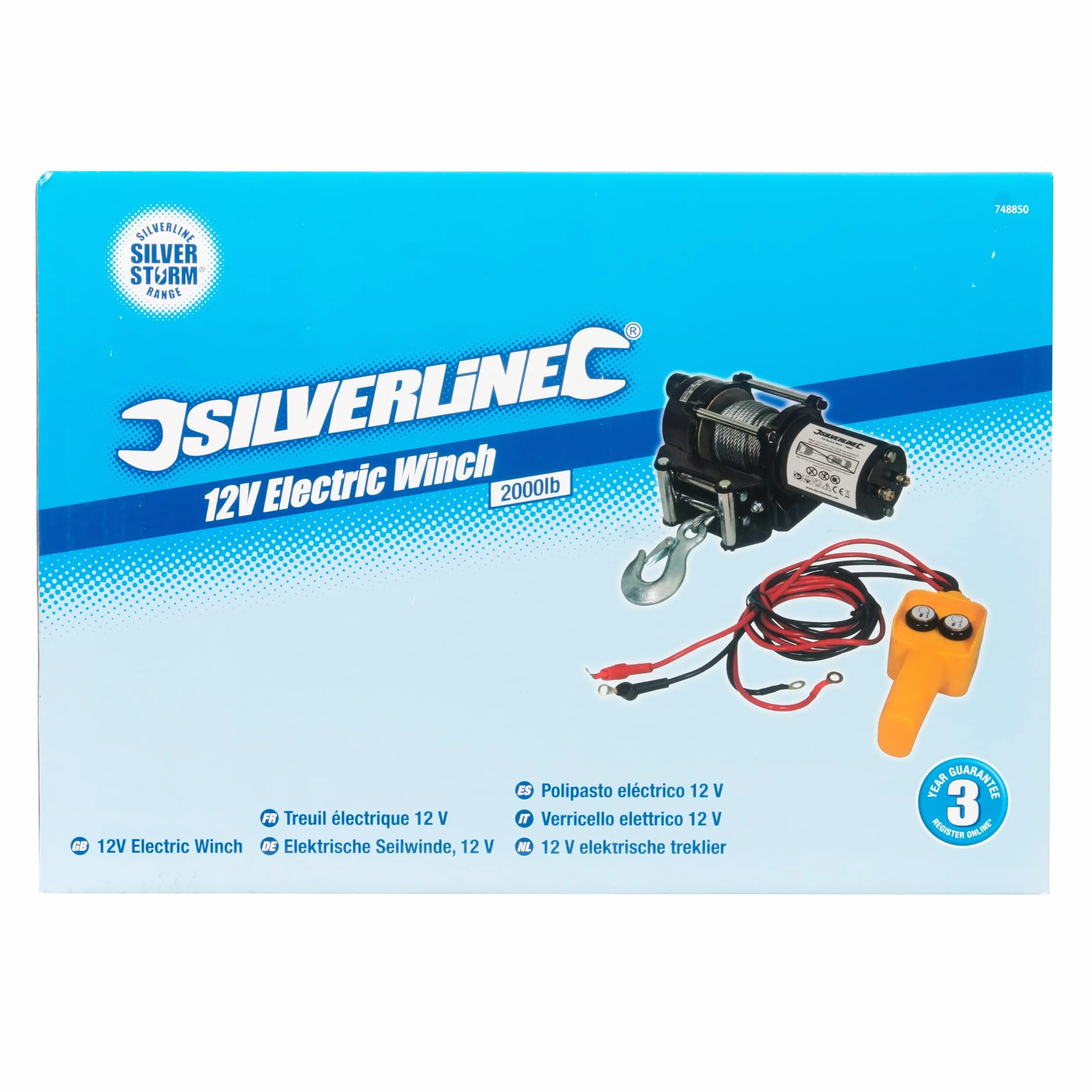 Verricello elettrico 12 V 900 kg 2000 lb Silverline