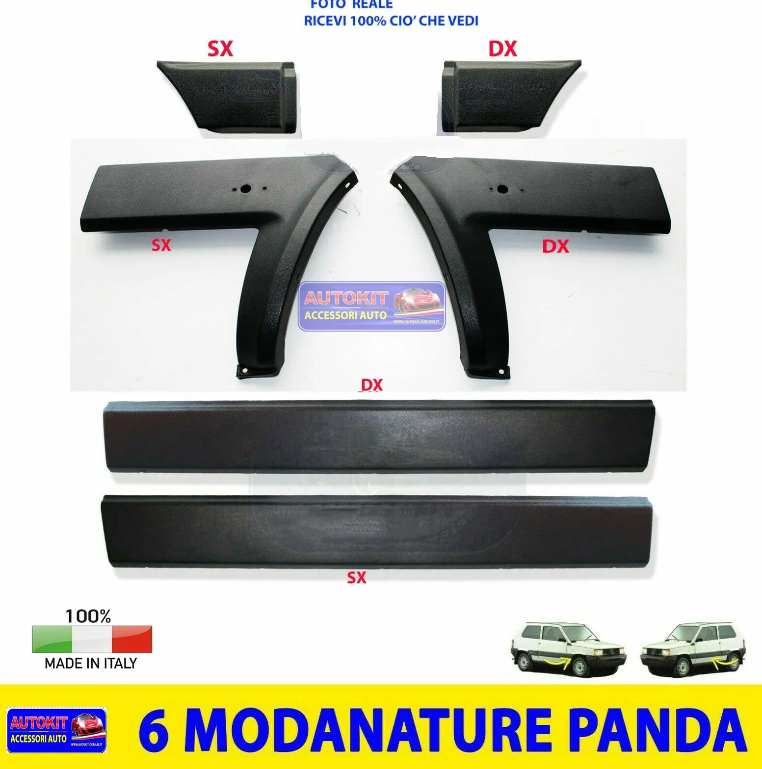 Modanature Laterali Panda 141 750 4x4 Sisley 1986-2003 Fasce Laterali Plastica Protezione Fiancate Paracolpi Destra Sinistra