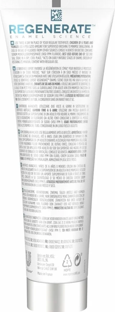 Regenerate Dentifricio Avanzato 75 ml, Rigenerazione Smalto Dentale, Antierosione, Protezione Denti, NR-5, Gusto Menta