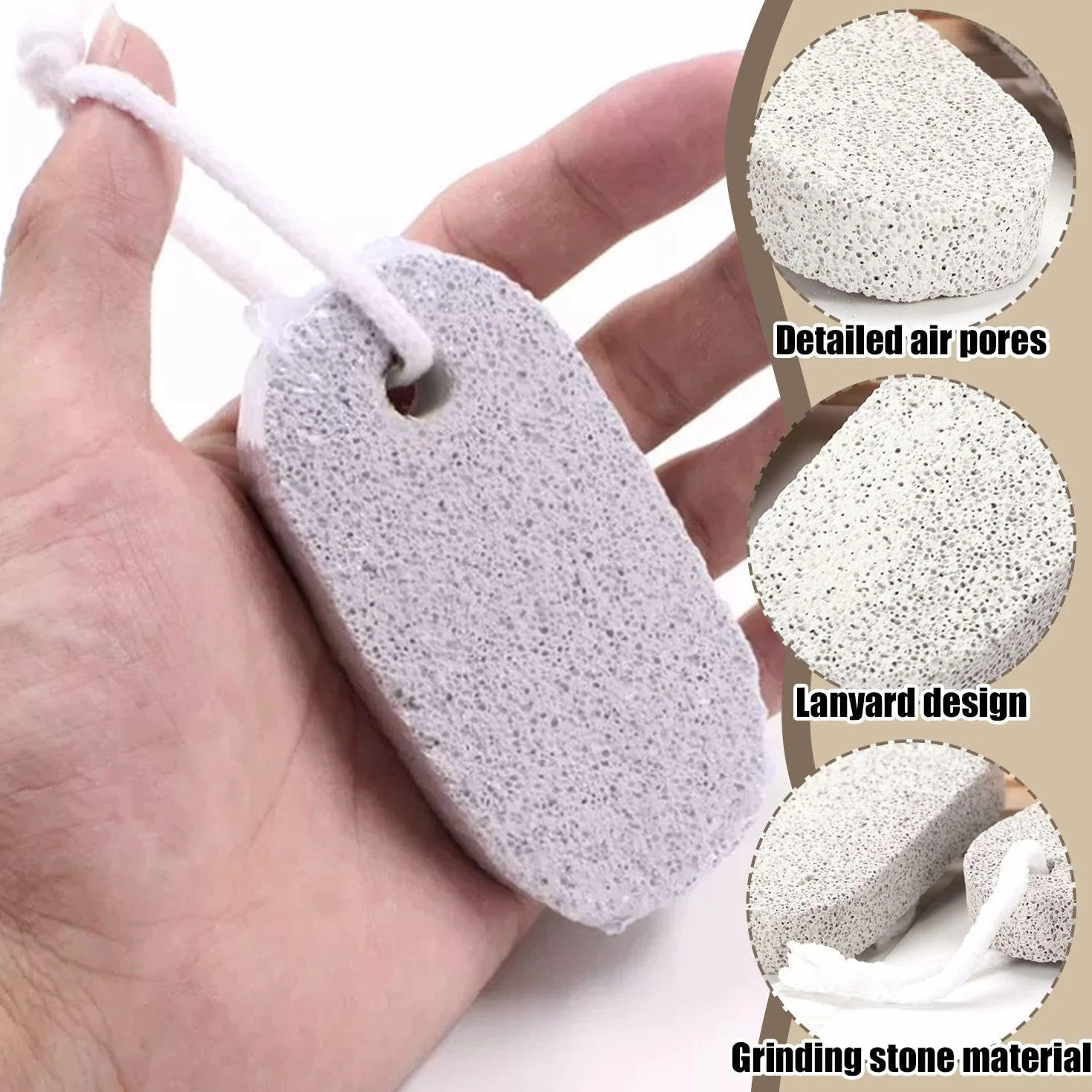 Strumenti di Pedicure, Accessori per la Cura del Piede, 4 Pezzi di Pietra Ovale e 2 Ganci