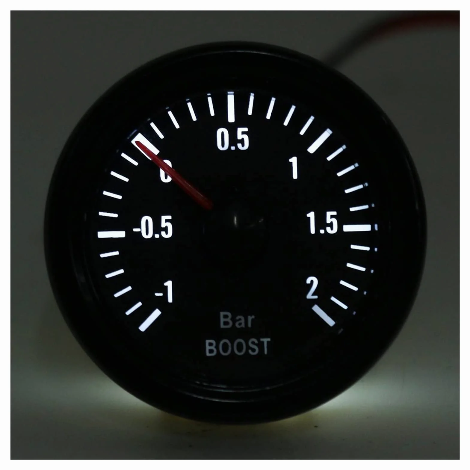Meccanico Turbo Boost Manometro -1 ~ +2 Bar 2 "52mm Bianco PORTATO Display Black Bezel 12V Universal Boost Puntainter Meter Misuratore di Spinta