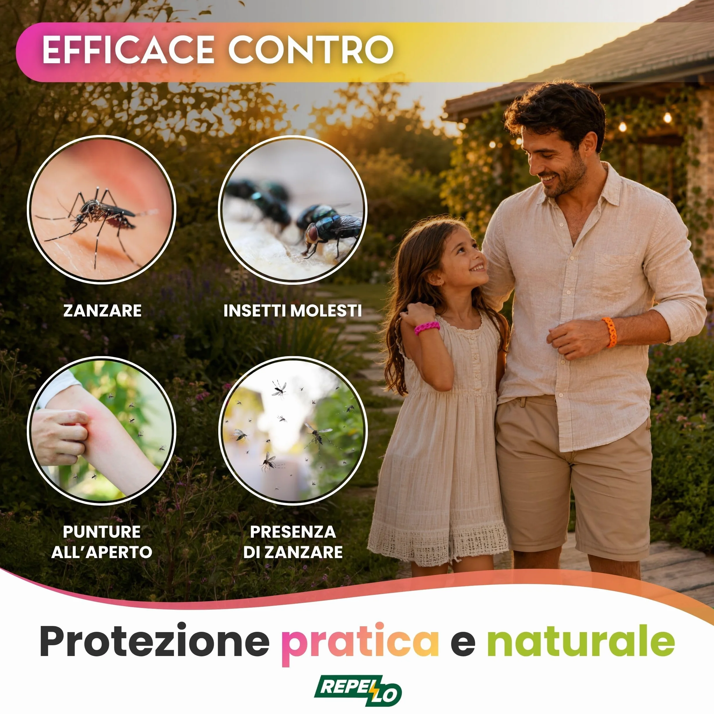 Albagarden Braccialetto Antizanzare alla Citronella Silicone Profumato con Olio Essenziale Naturale