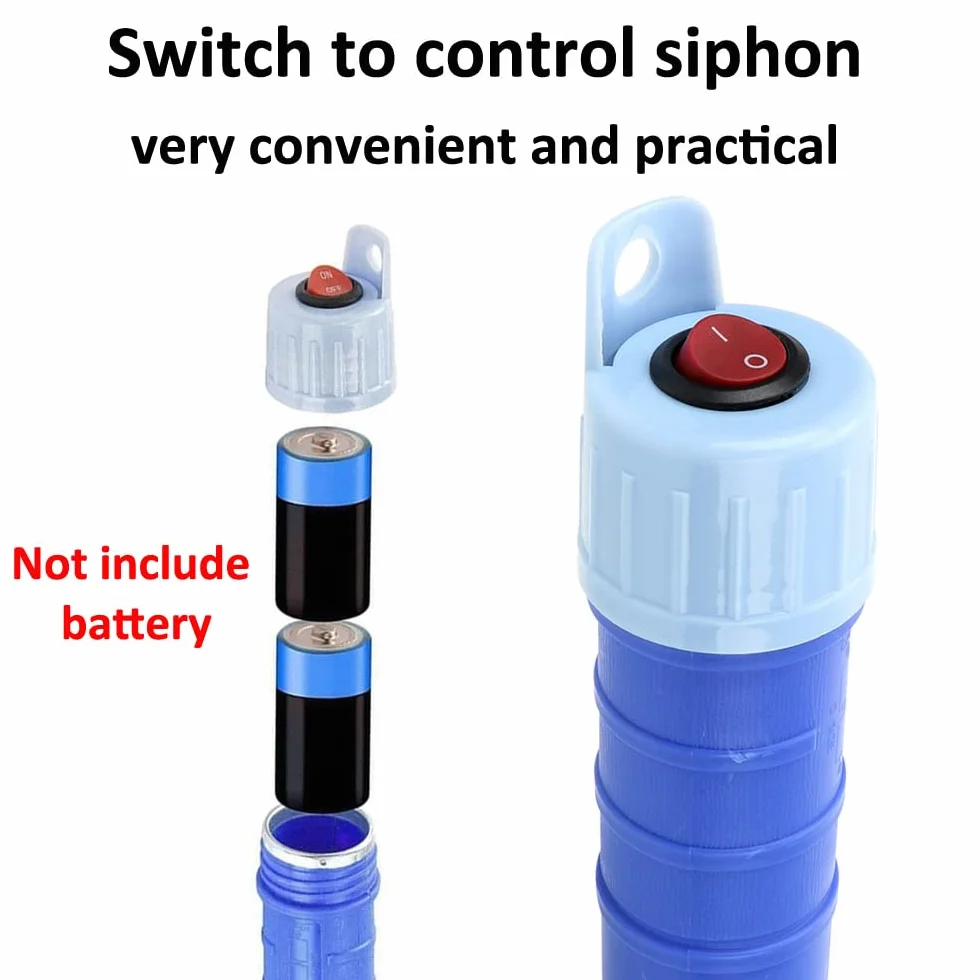 ETOPARS Blu Batteria Pompa a Sifone di Trasferimento Pompa a Mano Benzina Sifone Liquido Diesel Carburante Elettrica Gas Acqua Combustibile Pompa