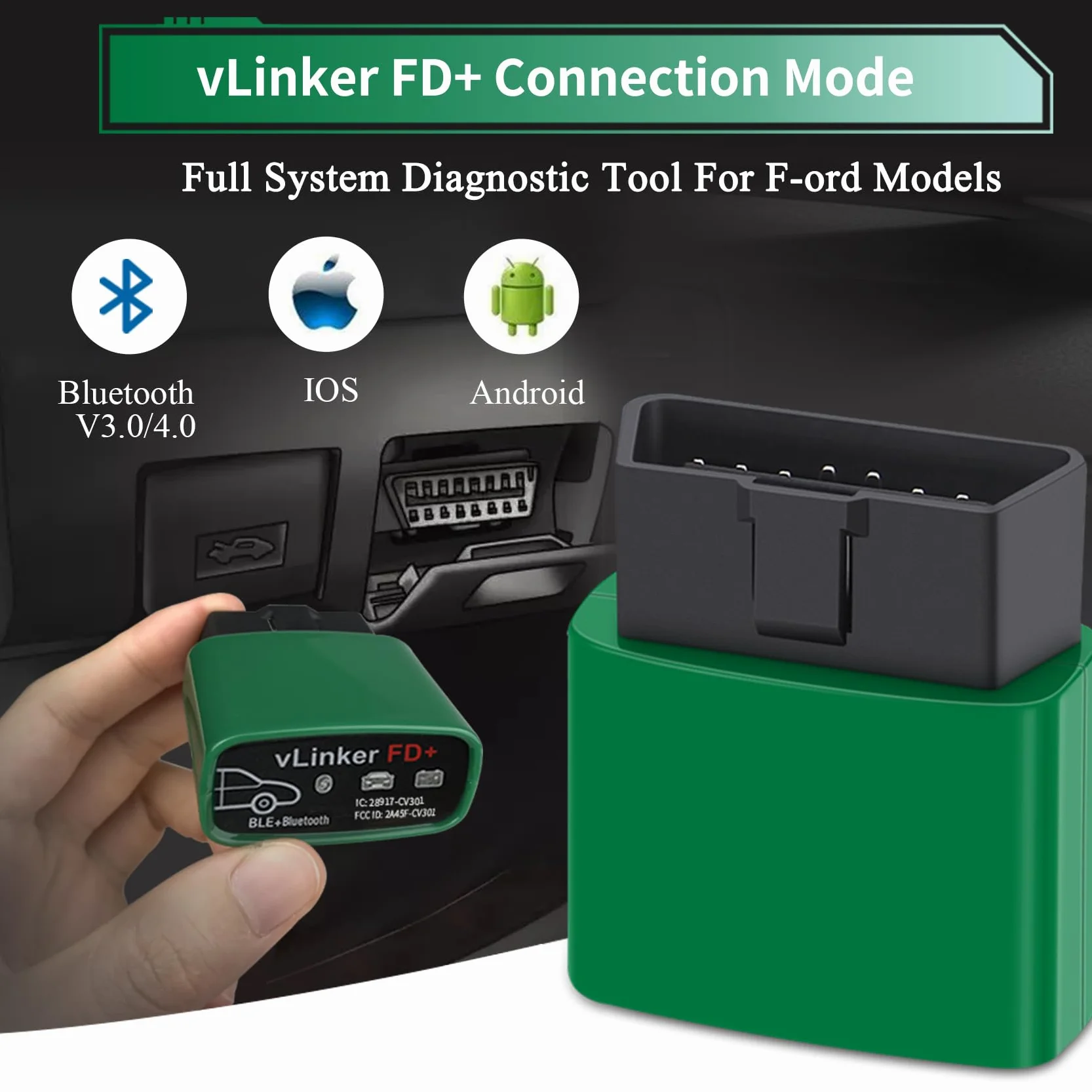 vLinker FD+ OBD2 Bluetooth Scanner Diagnostic Code Reader for iOS Android Windows FORScan