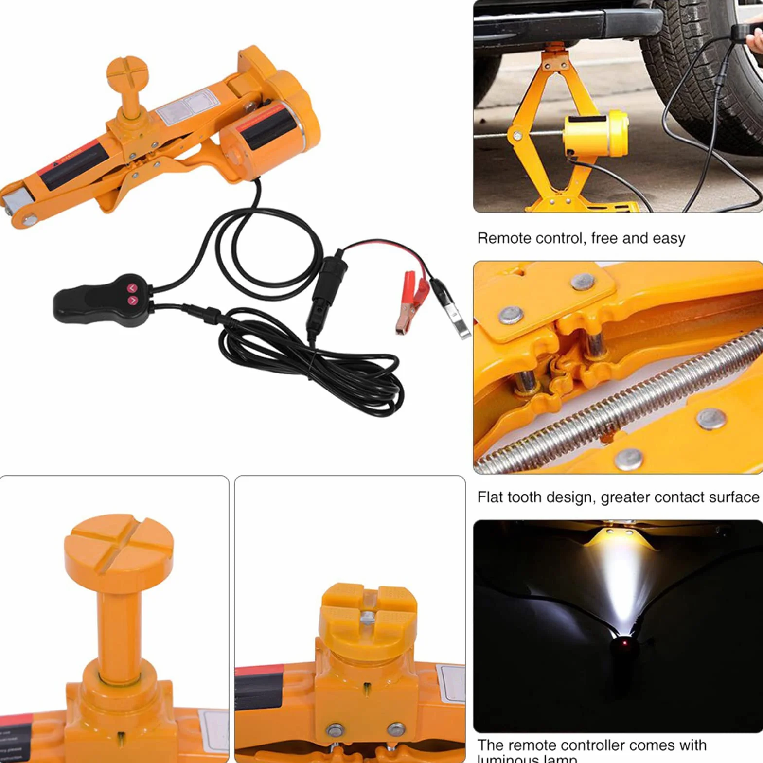 Martinetto Elettrico 3 Tonnellate 12V 15A Kit Attrezzi con Custodia per Cambio Pneumatici 12-35 cm