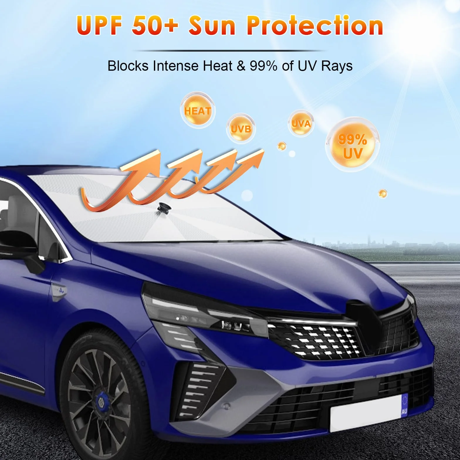 [2026 Aggiornamento] BSTW Compatibile con Renault Clio V 2020-2025 2026 Parasole Parabrezza, Parasole Pieghevole Automatico Design con Coulisse Isolamento Termico e Protezione UV Clio 5 Accessori