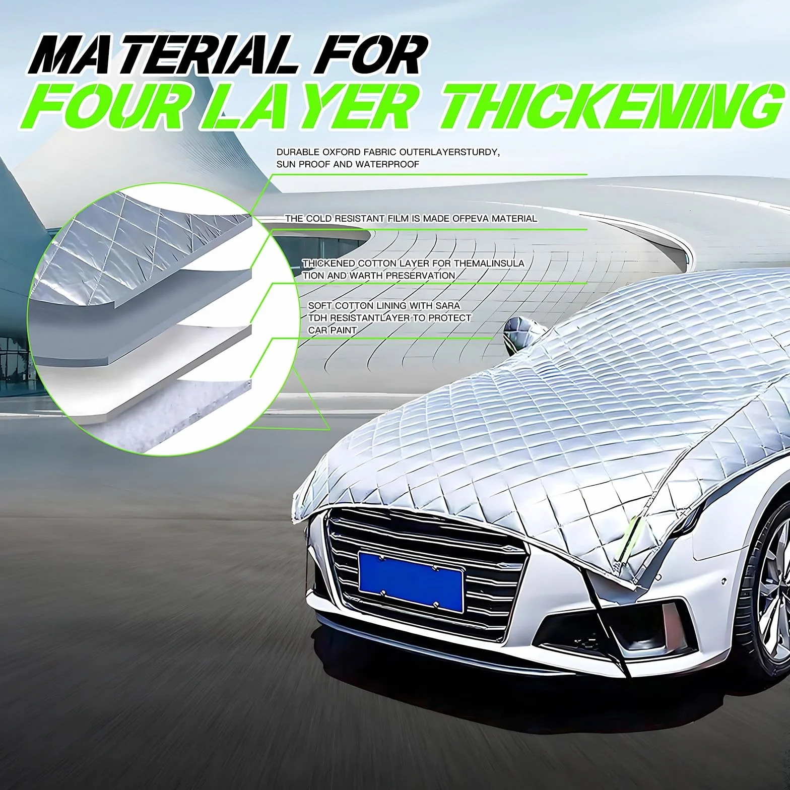 Telo Antigrandine per Auto per Toyota Yaris Hybride 2020-2025, Telo Copriauto Imbottita Anti-Neve e Anti-UV, Impermeabile Anti-Neve, Anti-Graffio, Antivento per quattro stagioni -Lf8