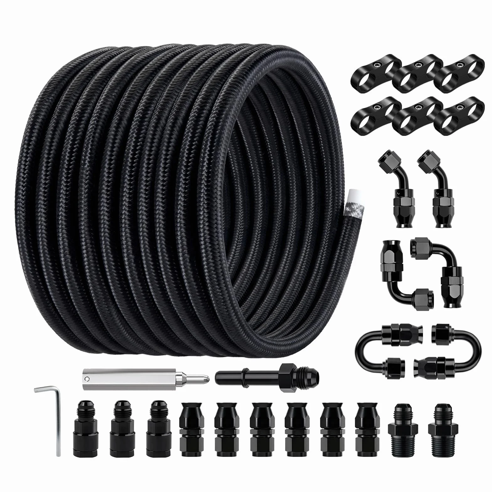 EVIL ENERGY 6AN Kit linea carburante PTFE E85 Tubo carburante intrecciato in nylon 26 piedi