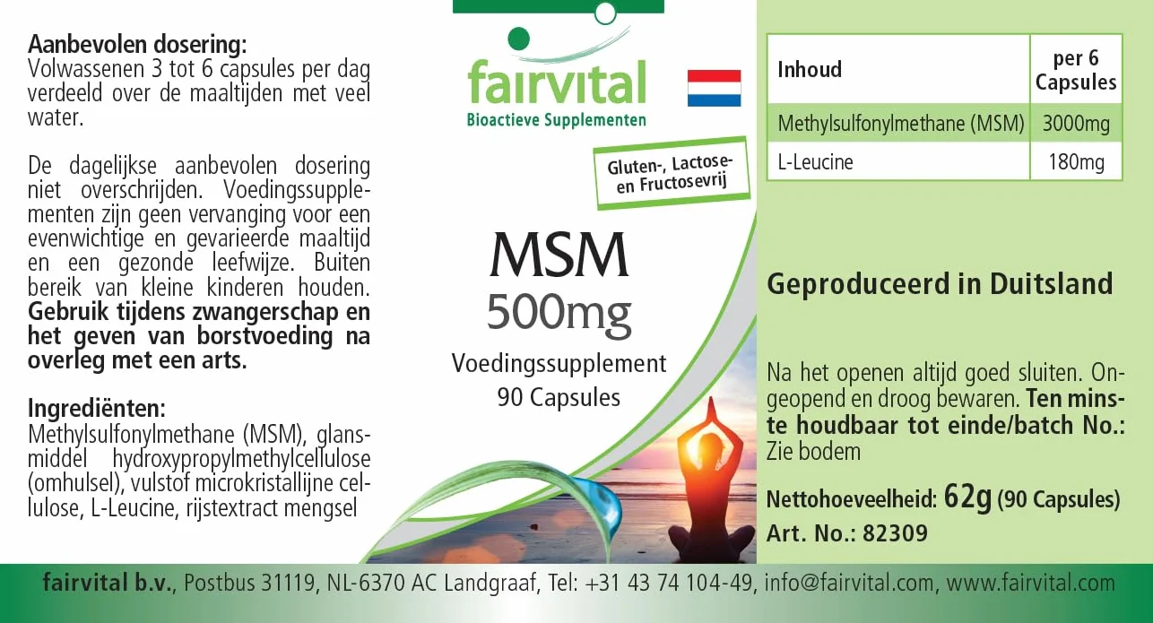 Fairvital MSM 500 mg 90 kapsułek metylosulfonylometan wegańskie