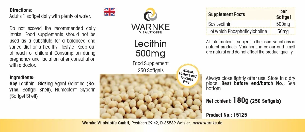 Lecitina 500mg 250 Softgel Warnke Vitalstoffe