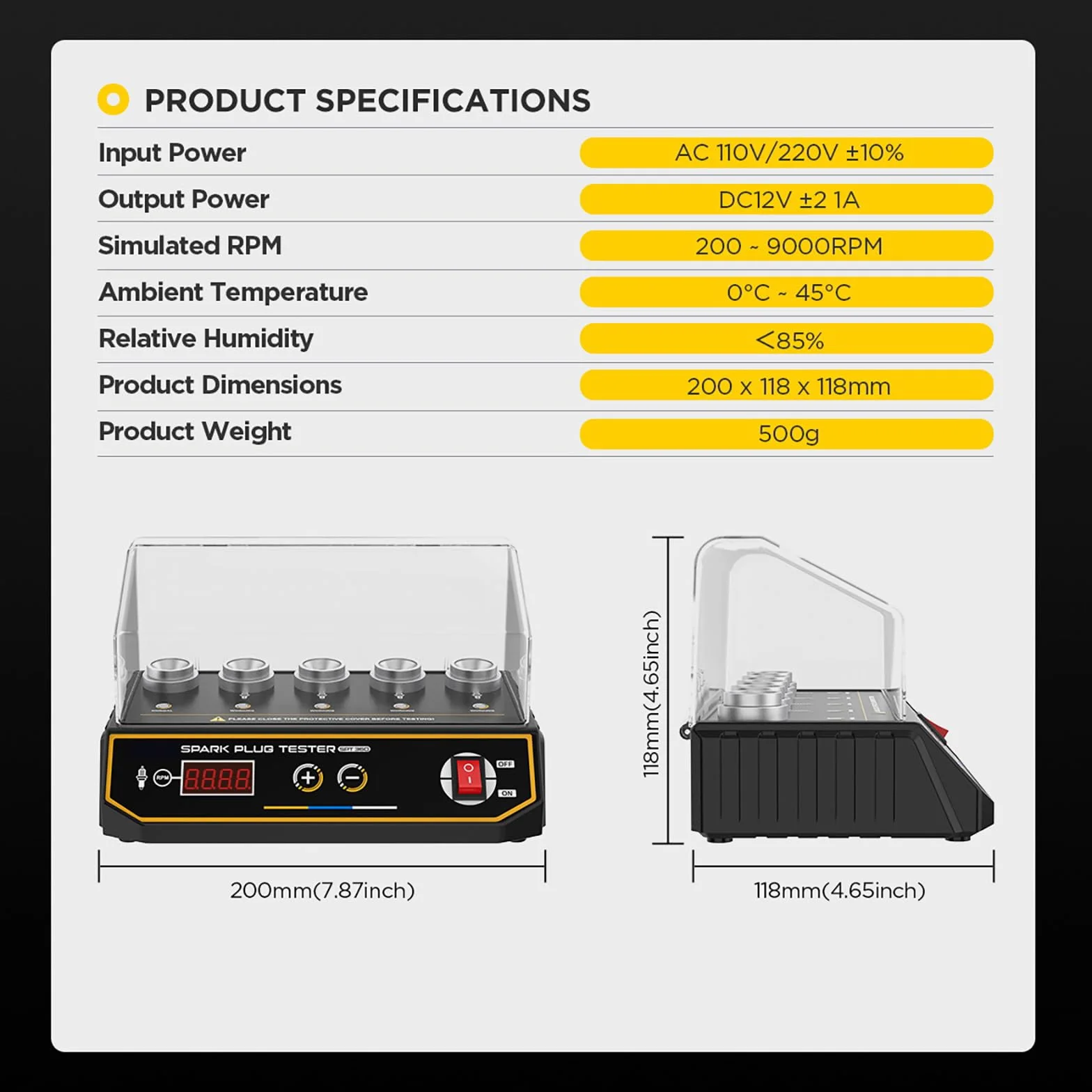 SPT360 Tester per candele a 5 fori 200~9999 giri/min 110V/220V