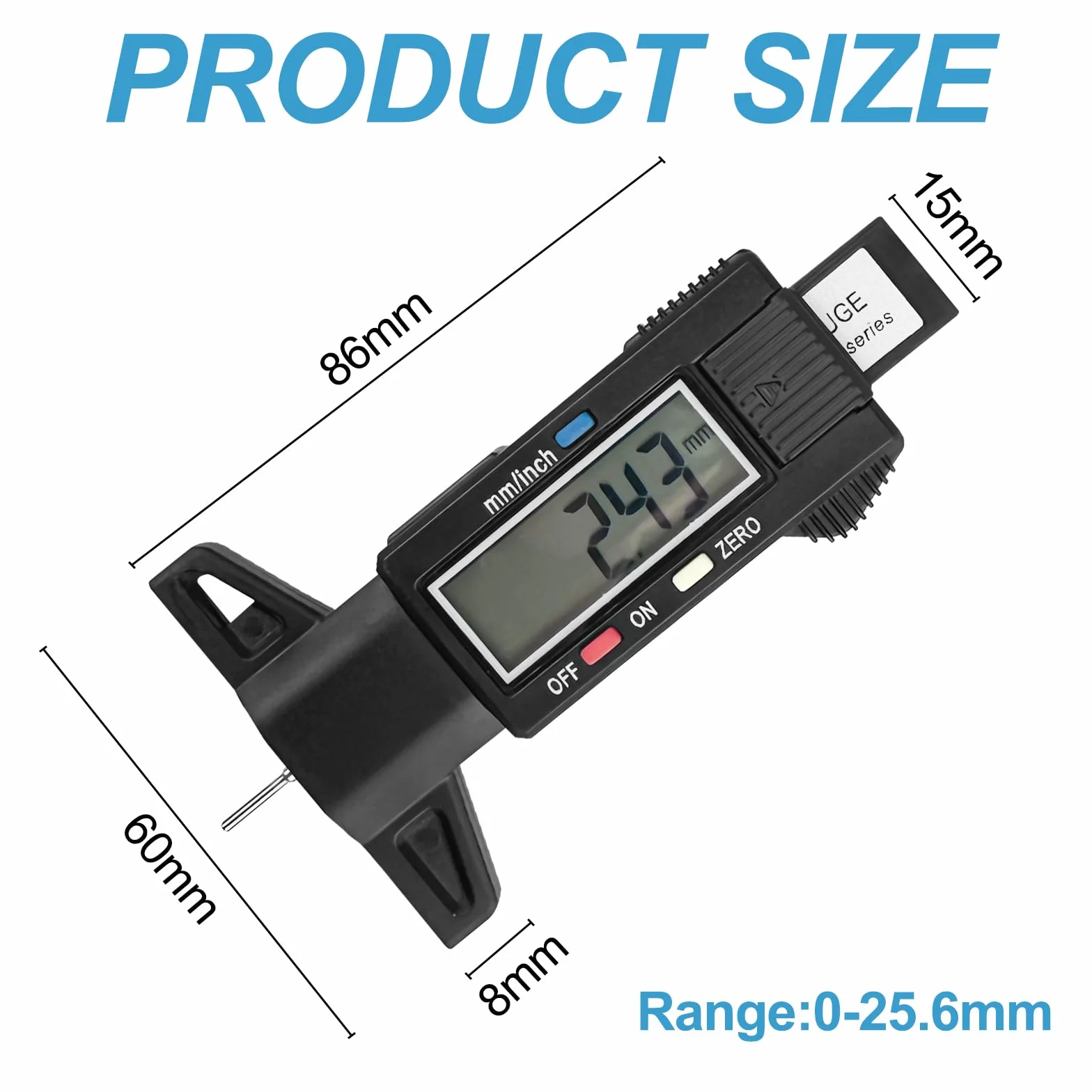 Gvolatee Misuratore Battistrada Pneumatici Digitale con LCD Display, Profondimetro per Auto Furgoni Camion Moto