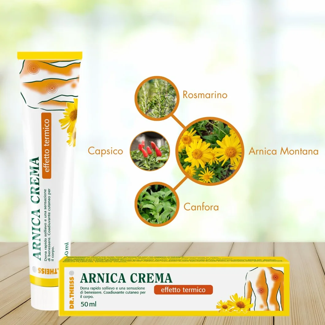 Dr. Theiss Arnica Crema Effetto Termico Riscaldante 50 ml Estratto di arnica forte Sollievo cervicale schiena ginocchio