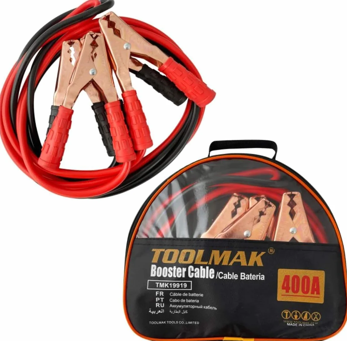 TOOLMAK Kable Rozruchowe 400A 2,5m Morsetti Isolati do Auta 3000cc Benzina Diesel