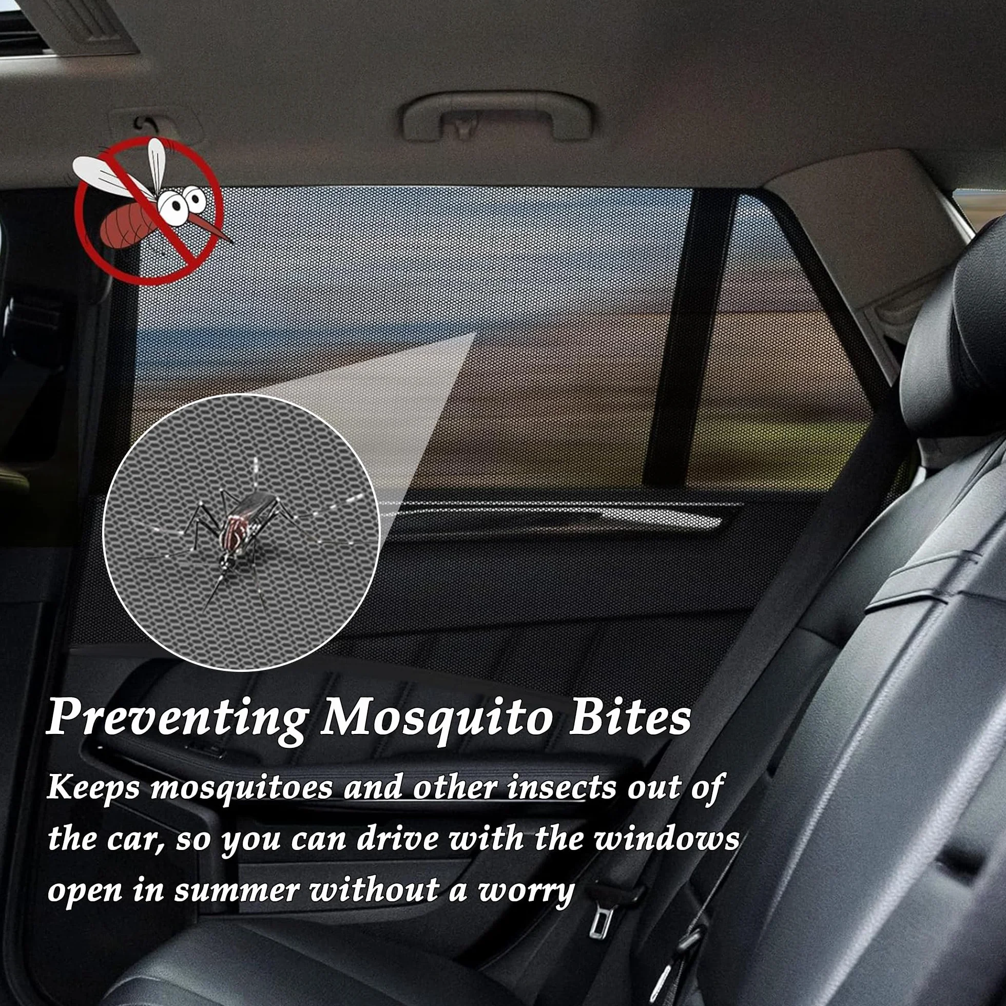 CHENNAN 4 Pezzi Zanzariera auto Protezione Solare Finestrino Laterale Universale Calza Parasole Auto con Protezione dai Raggi UV Zanzariera Ventilata per Finestrini Auto per il Auto (Per SUV)