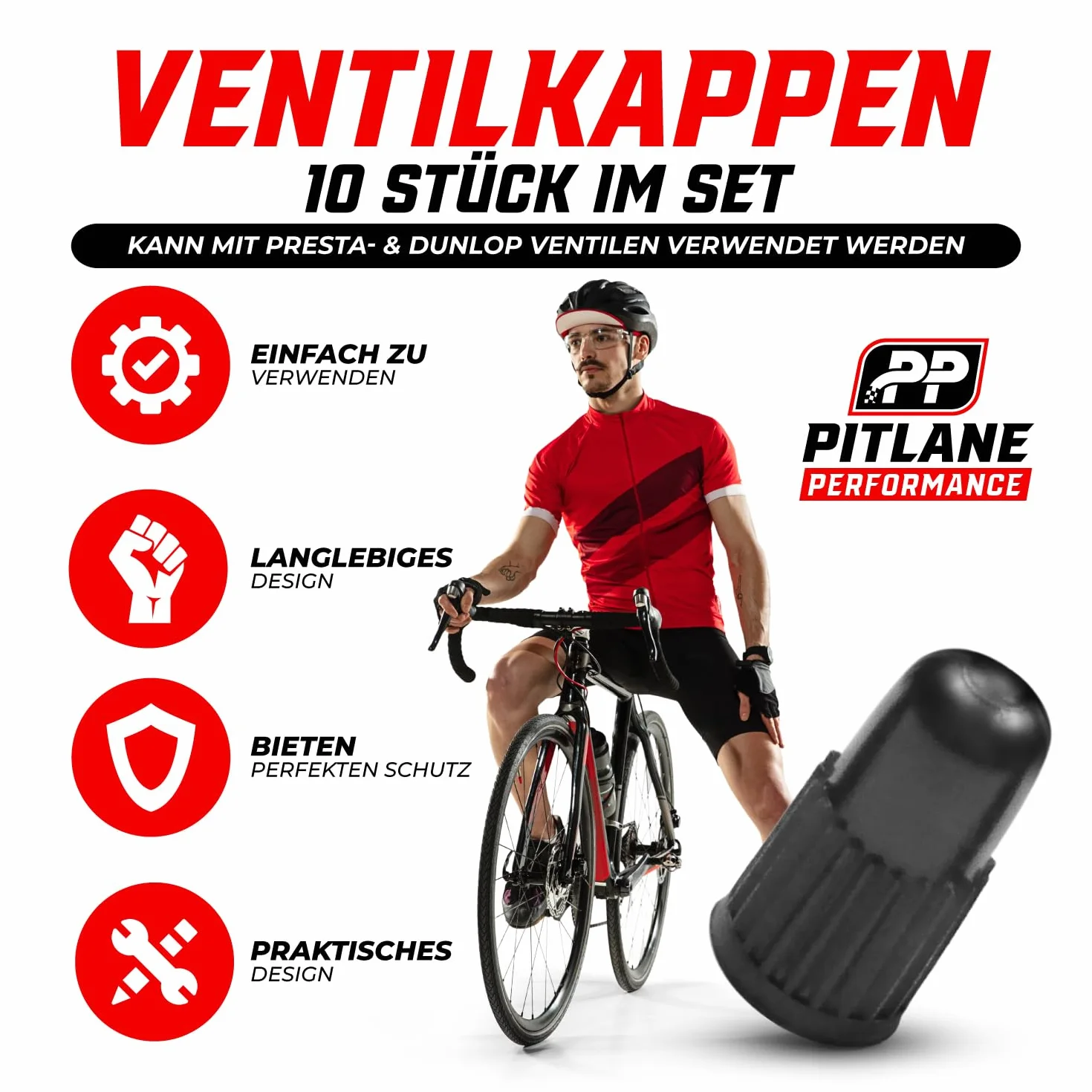 Cappucci valvola Presta Set da 10 Coprivalvole per pneumatici bici e-bike