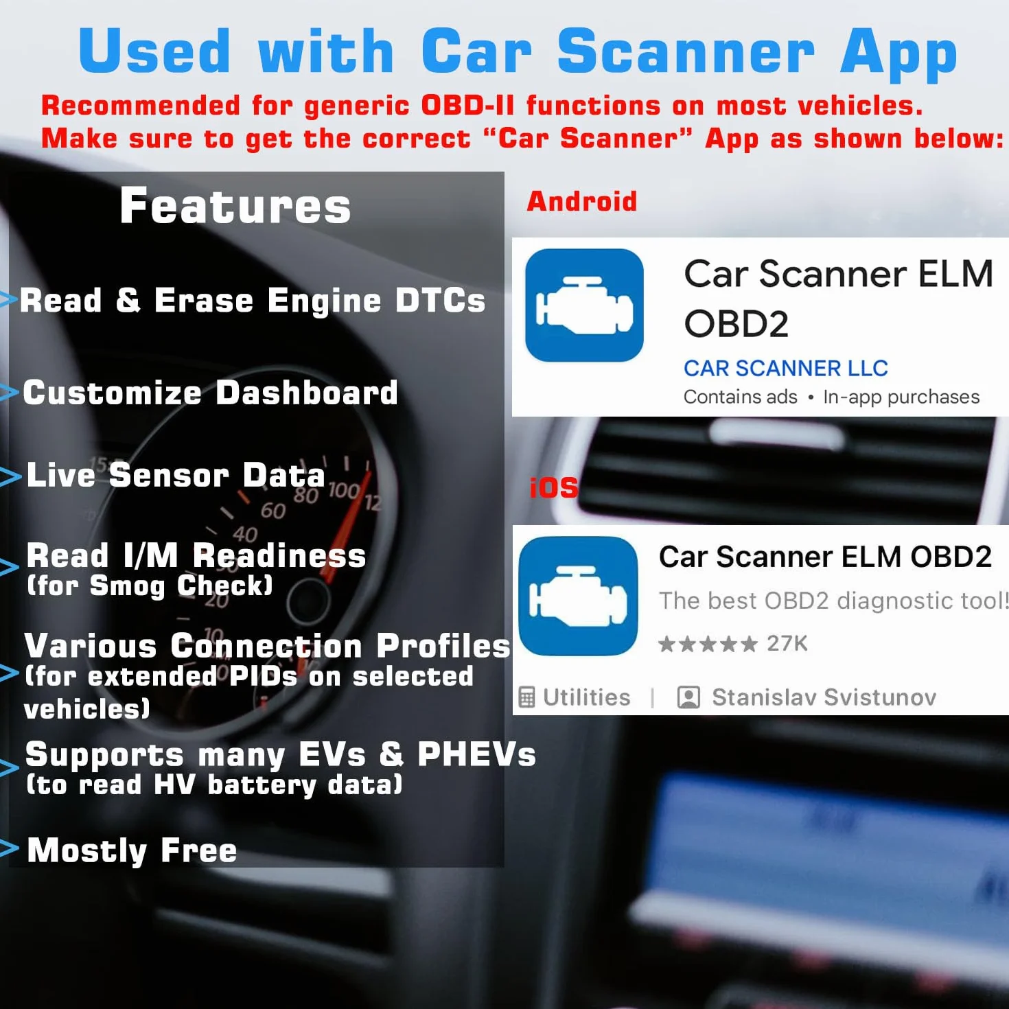 Veepeak OBDCheck BLE Scanner OBD II EOBD Bluetooth per Auto Lettore Codici Spia Motore Strumento Diagnostico Wireless