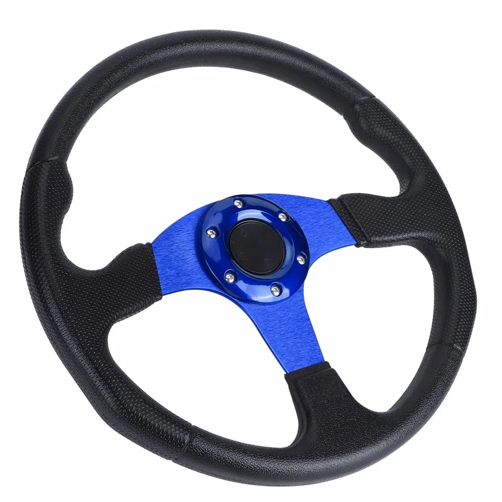 Volante da 350 mm 14 pollici profilo profondo in lega di alluminio per drifting universale 6 bulloni Blu