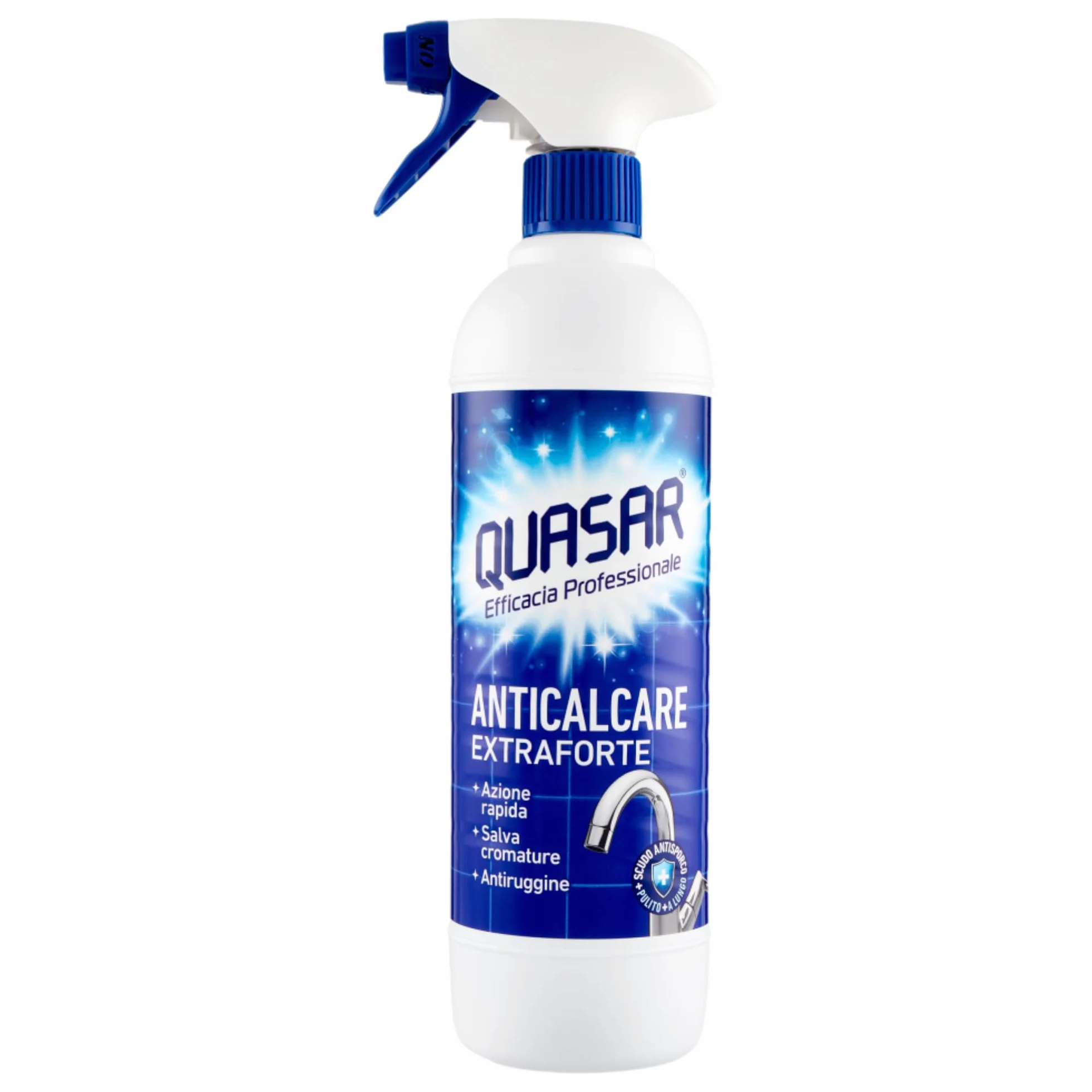 Quasar ANTICALCARE EXTRAFORTE SET PULIZIA 580ml Azione Rapida Salva Cromature Antiruggine Panno Soft Lattice 30x30