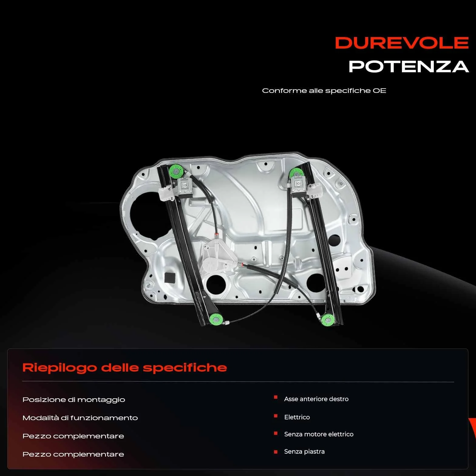 Frankberg Alzacristalli Alzavetro Elettrico Senza Motore Con Metall platte Anteriore destro 4/5 Porte Compatibile con Polo 9A 9N Berlina Polo Limousine 9A2 9A4 9A6 9N2 Replace# 6Q4837462J