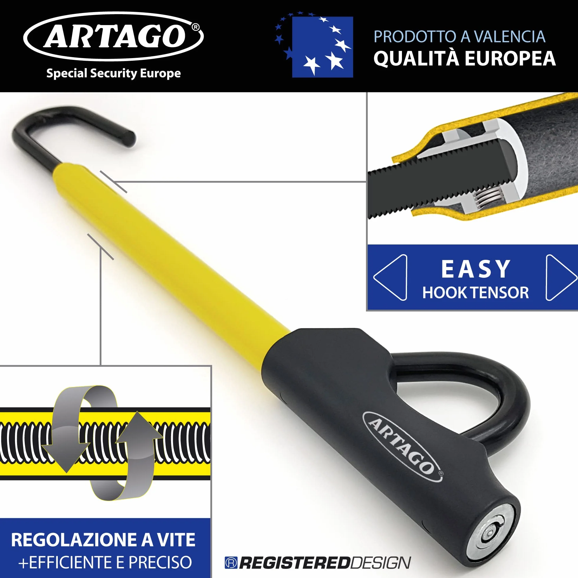 ARTAGO 871 Antifurto Auto Blocca Sterzo Meccanico Universale per Auto Camper