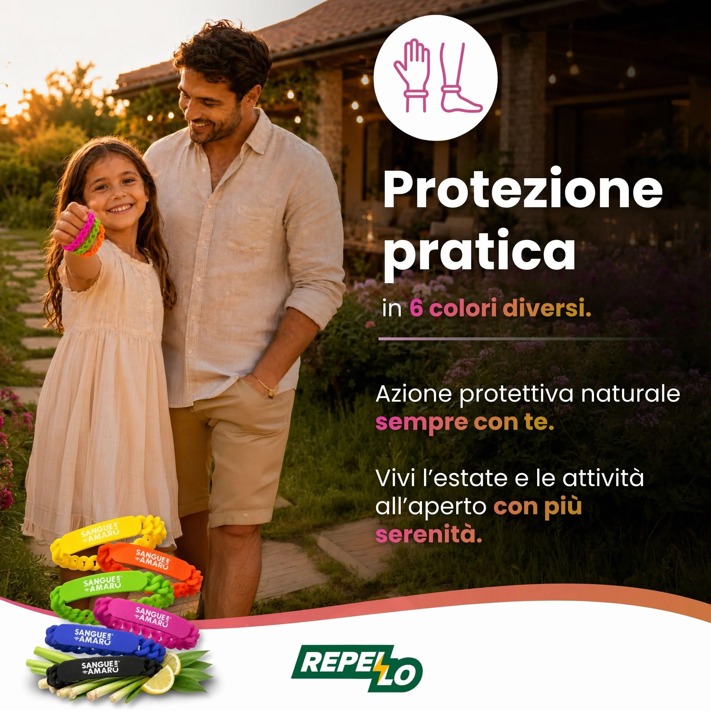 Albagarden Braccialetto Antizanzare alla Citronella Silicone Profumato con Olio Essenziale Naturale