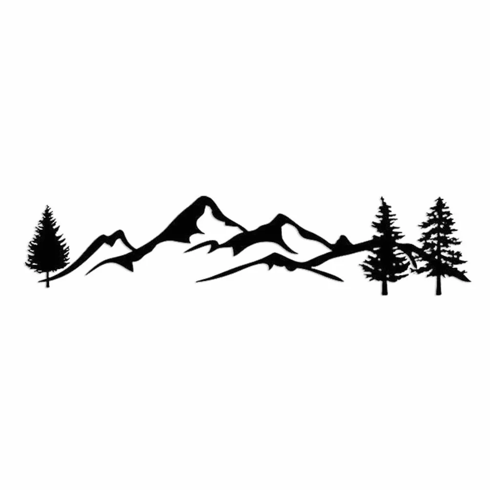 CHENGSE Adesivo per Auto, SUV RV Camper Offroad 1 Pezzo 100 cm Nero/Bianco Albero Montagna Car Decor Pet Foresta Riflettente Adesivo Auto Decalcomania - Nero - 100.8×20.4cm/39.69×8.03inches