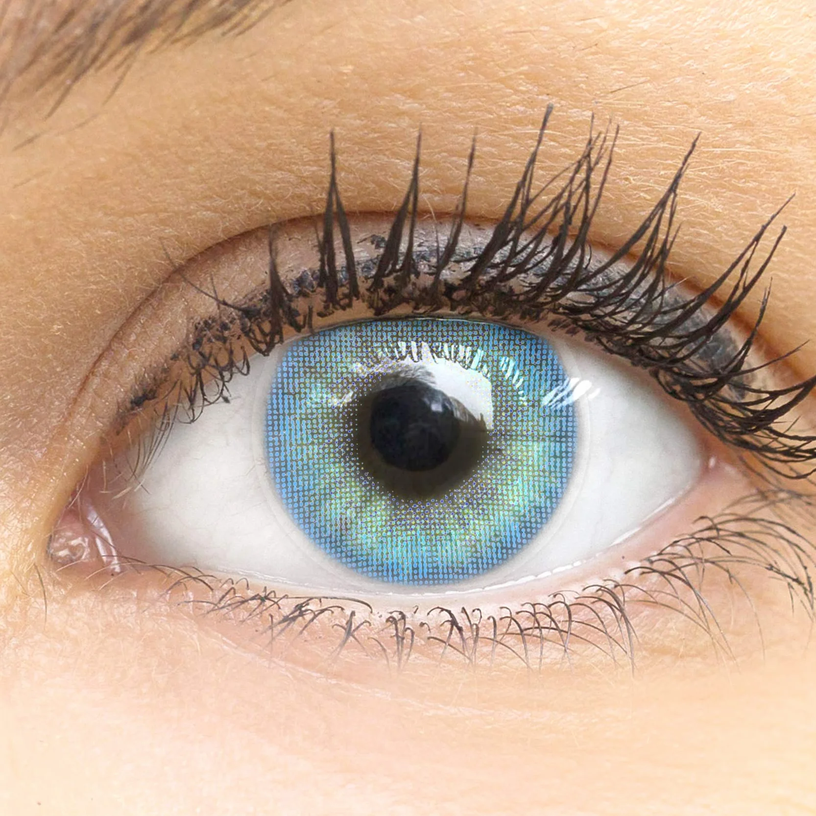 GLAMLENS Lenti a Contatto Colorate Jasmin Blue - Mensili, Blu Naturali, Silicone Idrogel, 2 Pezzi, DIA 14.0, 0.00 Diottrie