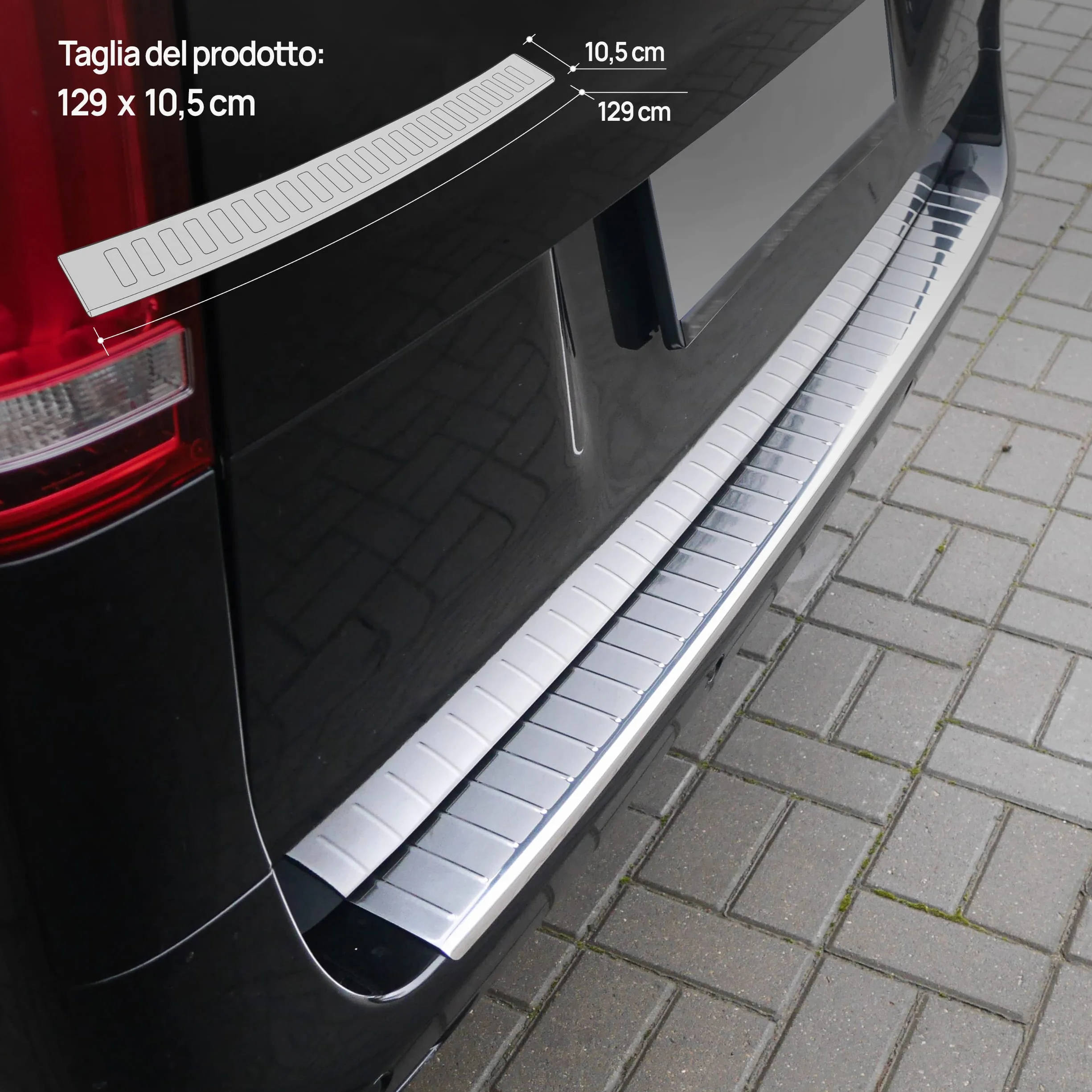 Chromemaster | Protezione Posteriore Compatibile con Mercedes Vito Classe V W447 dal 2014- | Acciaio INOX Lucido/Cromato | Protegge la Vernice del Paraurti dai Graffi
