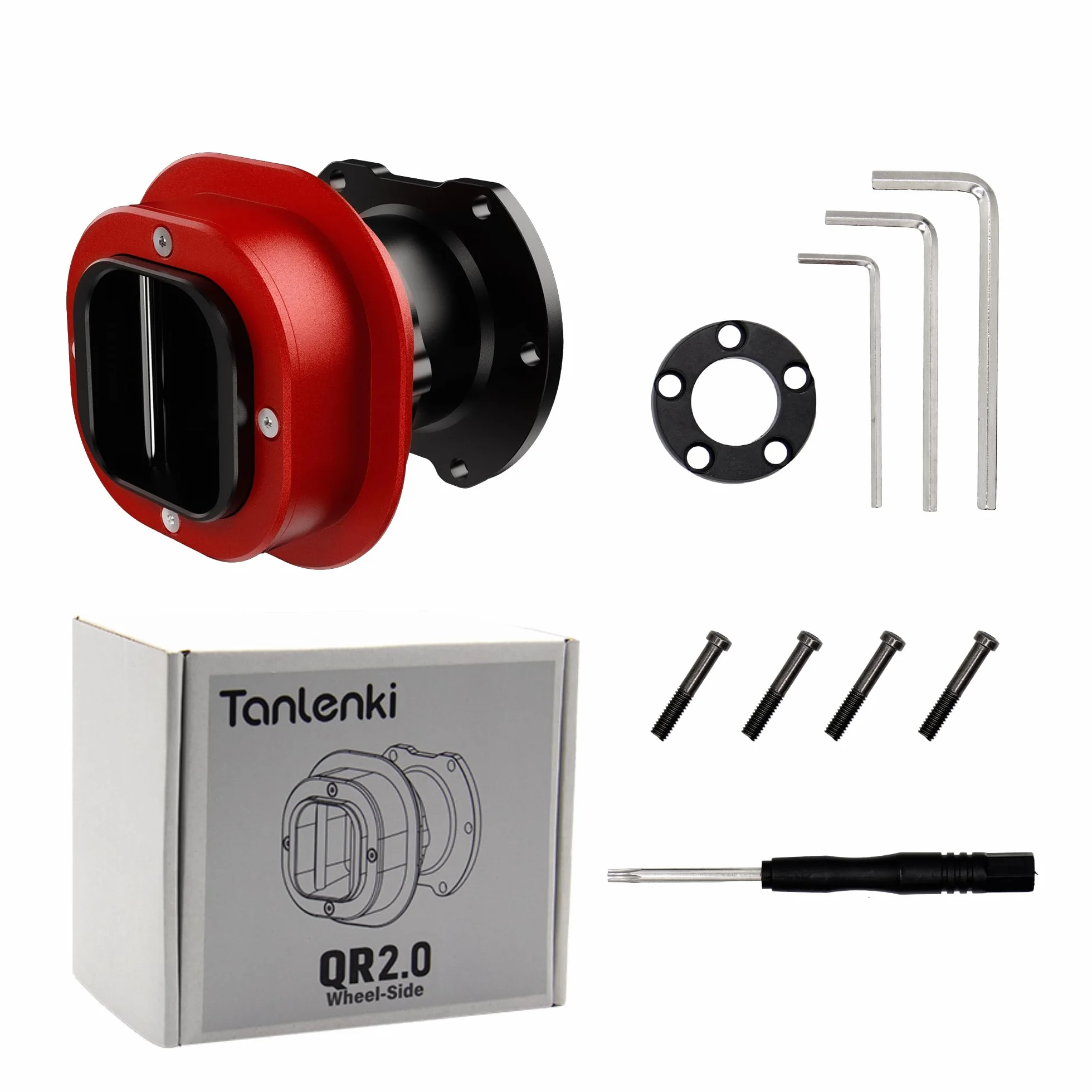QR2 Racing - Ruote laterali adattate per ruota Fanatec Racing QR2 Pro, struttura stabile a sgancio rapido, lavorazione CNC, colore: rosso anodizzato