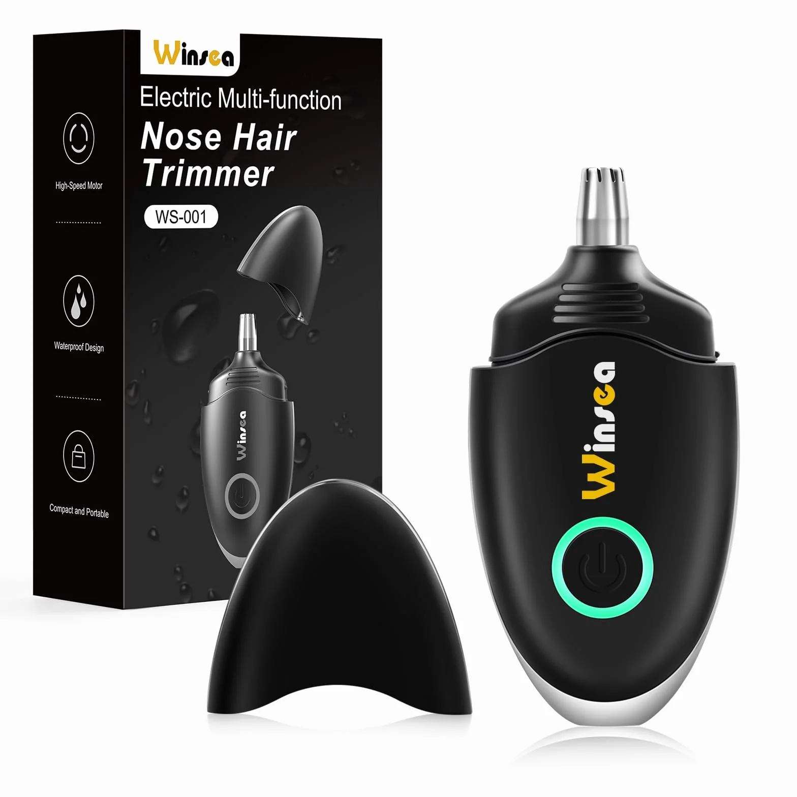 Winsea Rasoio per naso e orecchie, ricaricabile USB, impermeabile, ad alta precisione
