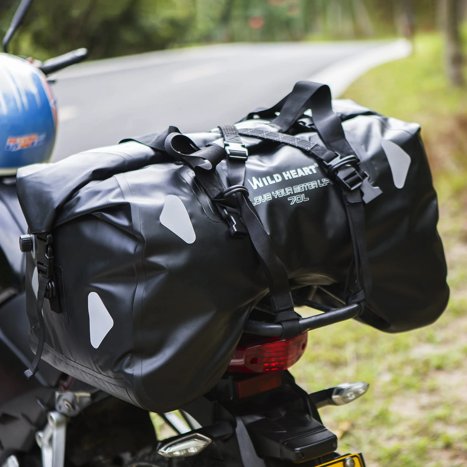 WILD HEART Borsa Da Sella Per Moto 70l Impermeabile Pvc 500d Nero