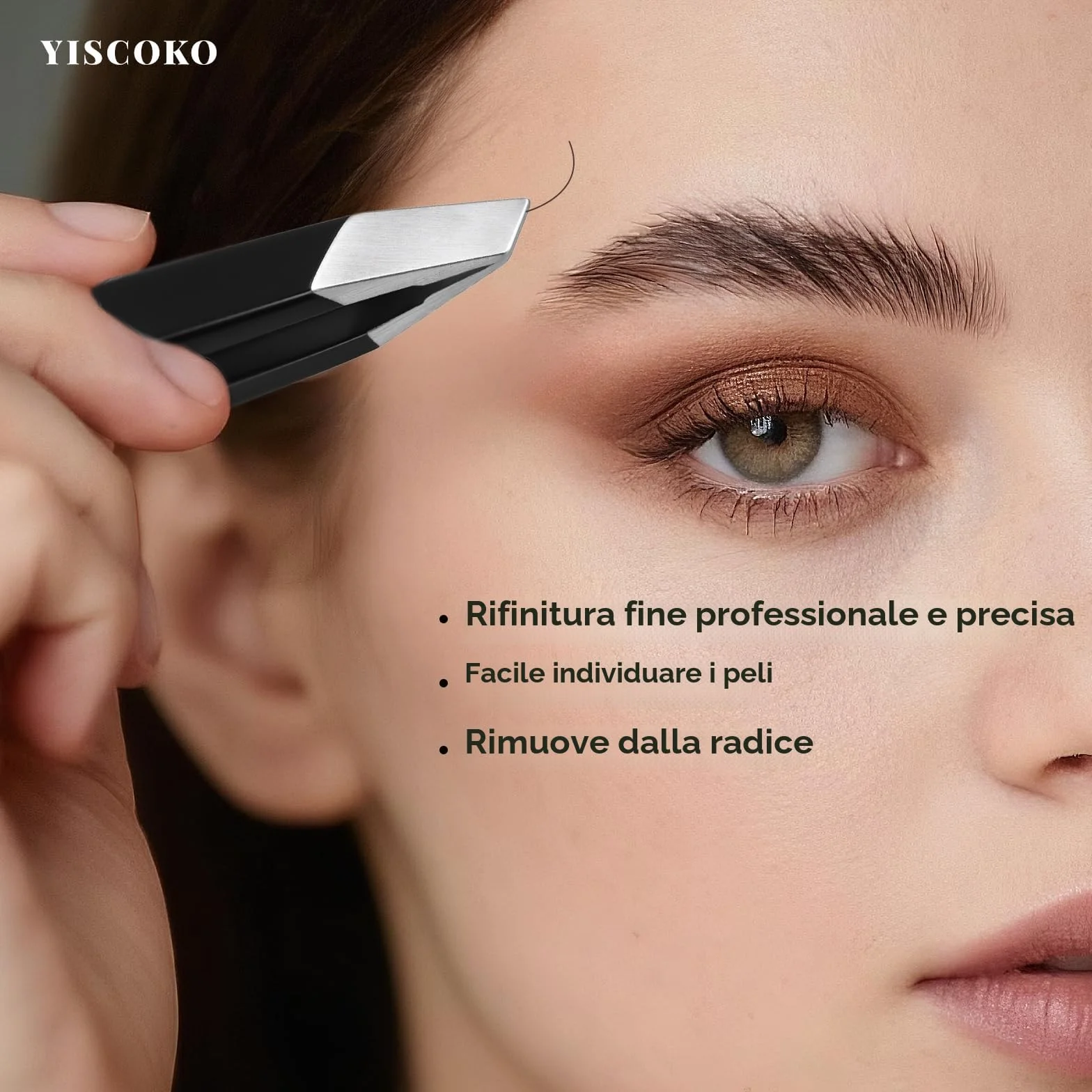 Pinzette professionali in acciaio inox per sopracciglia e peli del viso - 2 pezzi, nero