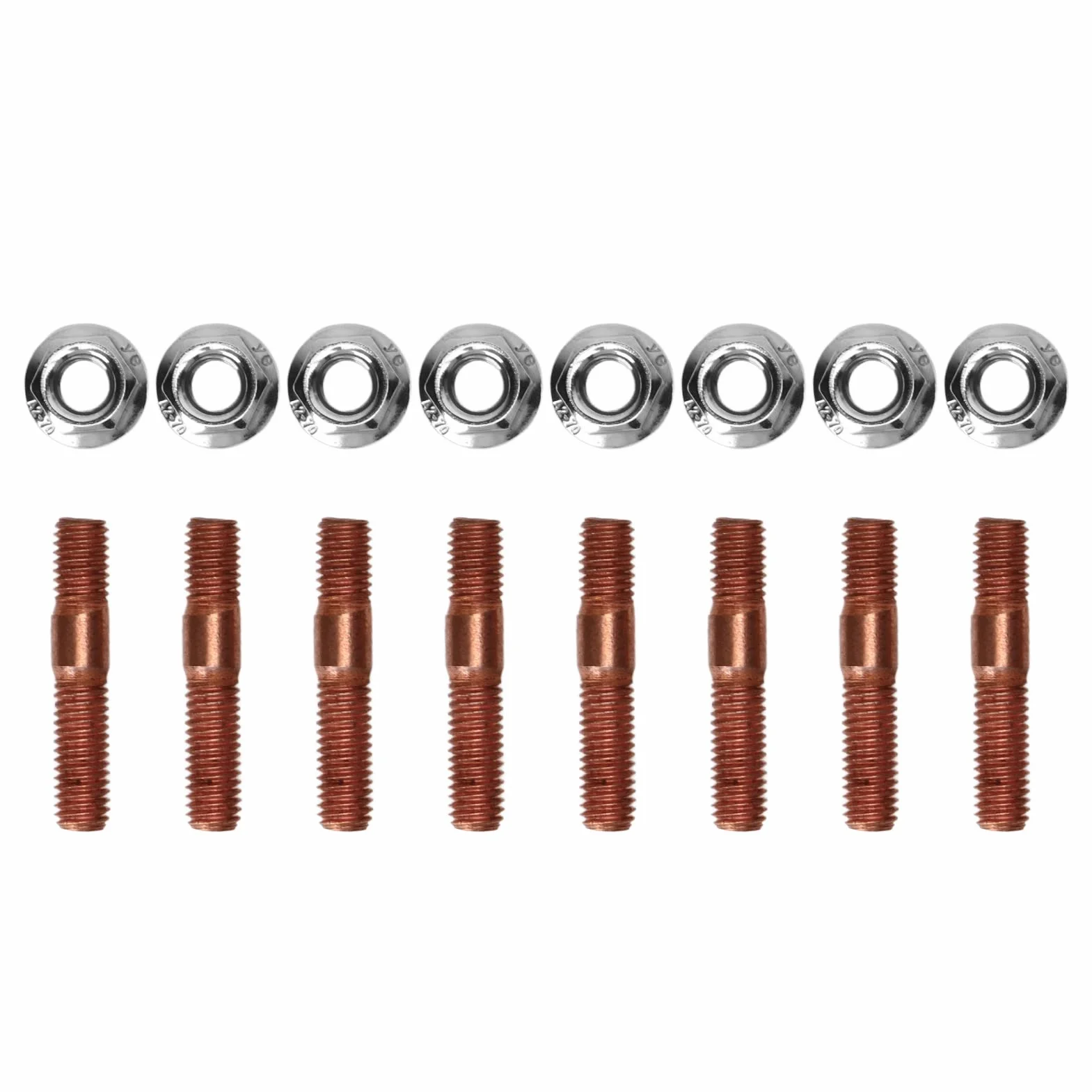 Set di Bulloni per Collettore di Scarico, 8 Pezzi M8 1.25 Kit di Prigionieri Filettati 8 Mm in Lega di Metallo Resistente Ad Alta Pressione Collettore di Scarico Bullone Bulloneria Bulloneria