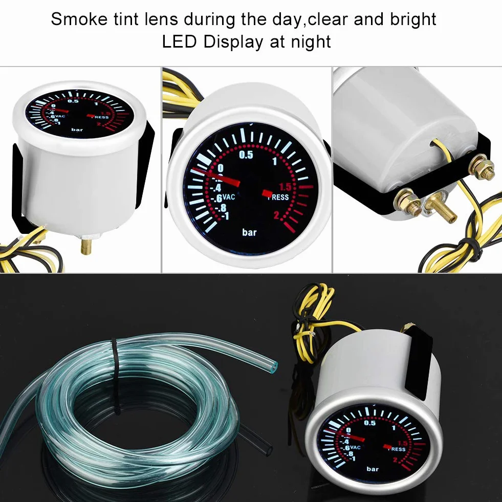 Turbo Boost Gauge, Misuratore di Turbo Boost Universale da 2"per Auto 12V LED Digital Turbo Boost PSI Gauge Meter per Automanometre pression turbo,manometre pression turbo,manometre pression turbo