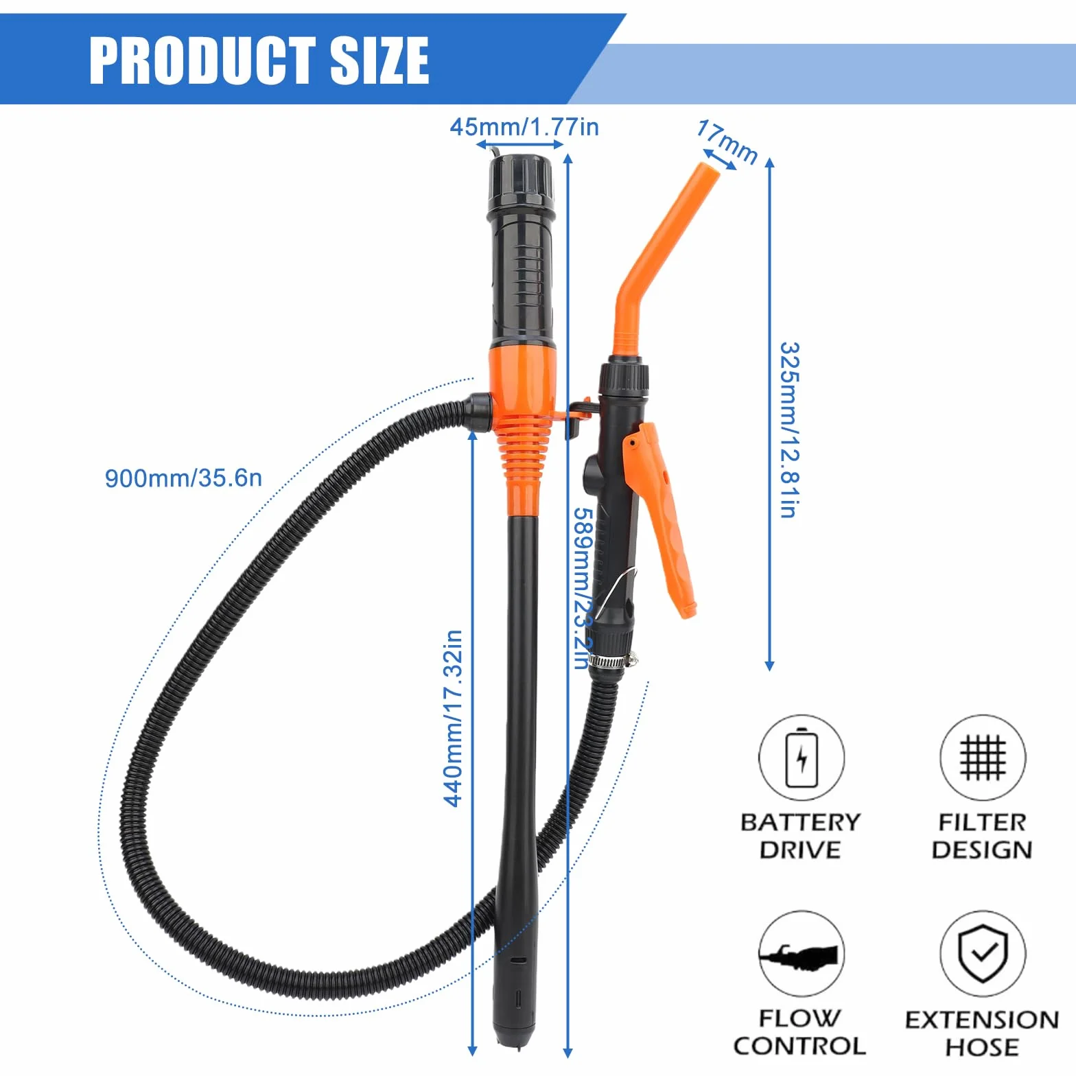 Pompa a trasferimento elettrico, pompa a benzina per tanica, pompa a trasferimento liquido a batteria, pompa di trafilo, pompa ad olio elettrica portatile, 2.4 GPM (9 L/min) a benzina diesel